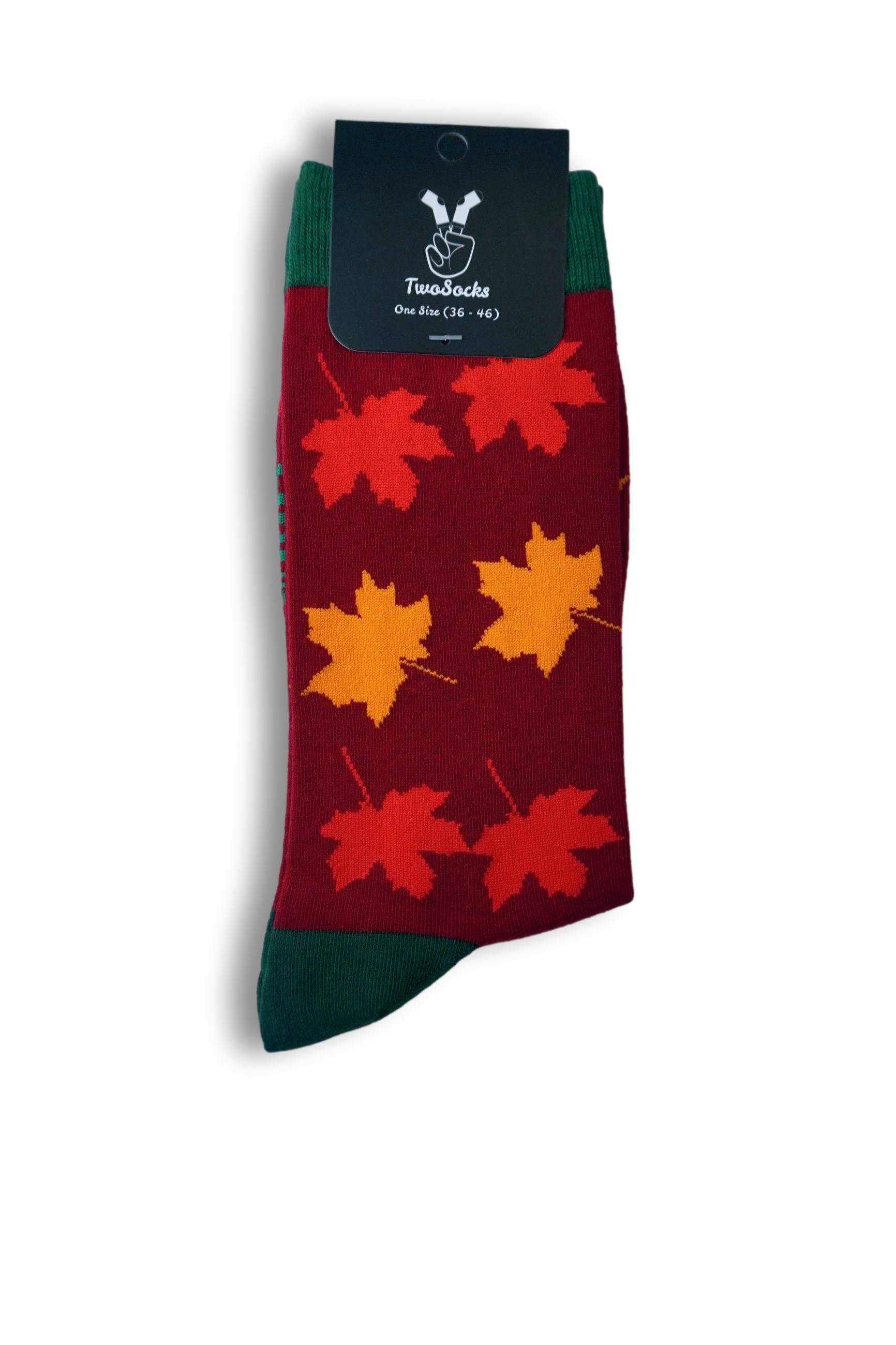 Wäsche/Bademode Strümpfe TwoSocks Freizeitsocken Herbst Socken mit Ahornblatt lustige Socken Herren & Damen aus Baumwolle, Einhe