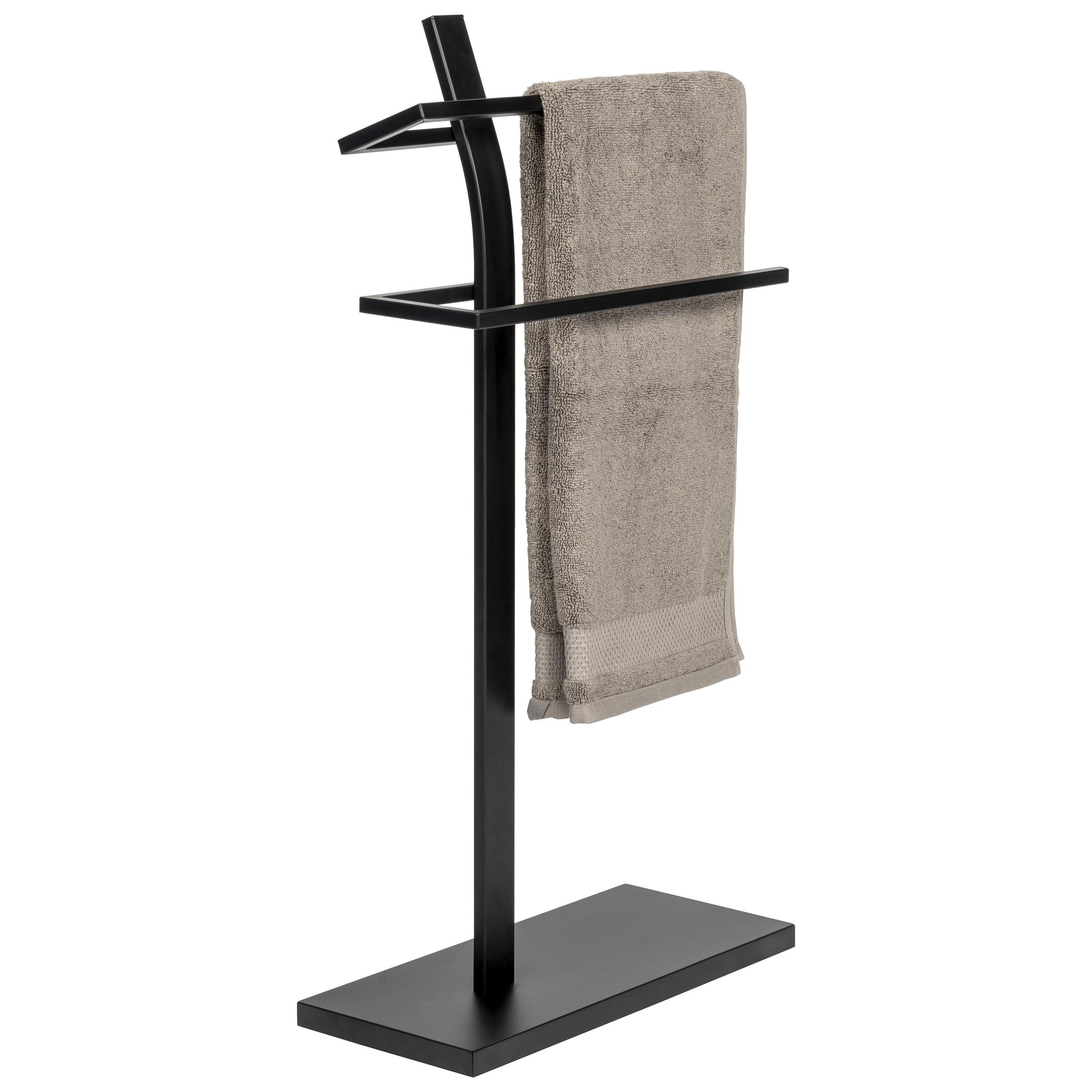 eluno Handtuchständer Stand-Handtuchhalter, aus Metall, schwarz
