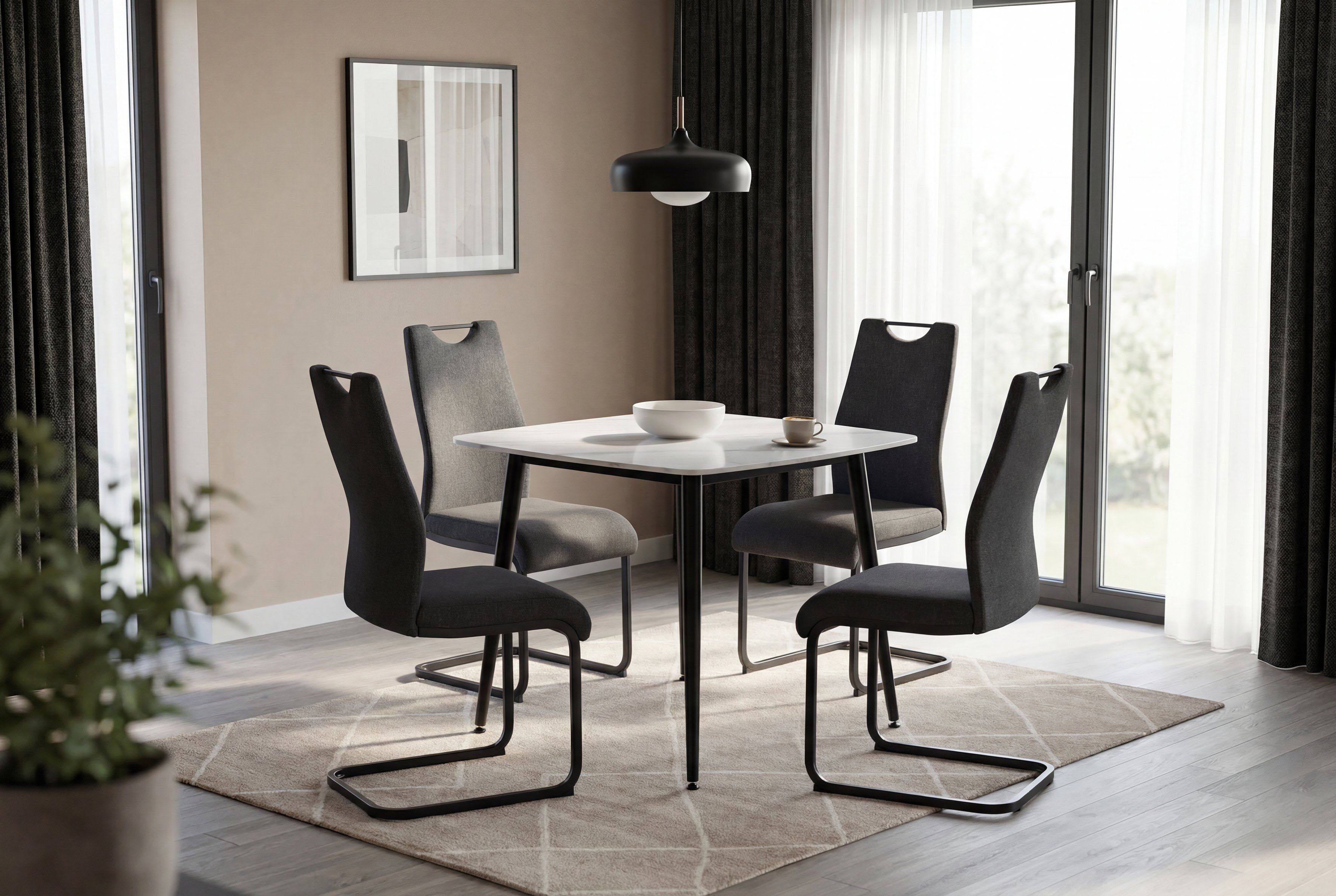 byLIVING Freischwinger CAPRI (Set, 2 St), Webstoff, bis 110 kg, Schaumstoff, Schwingstuhlgestell, mit Griff