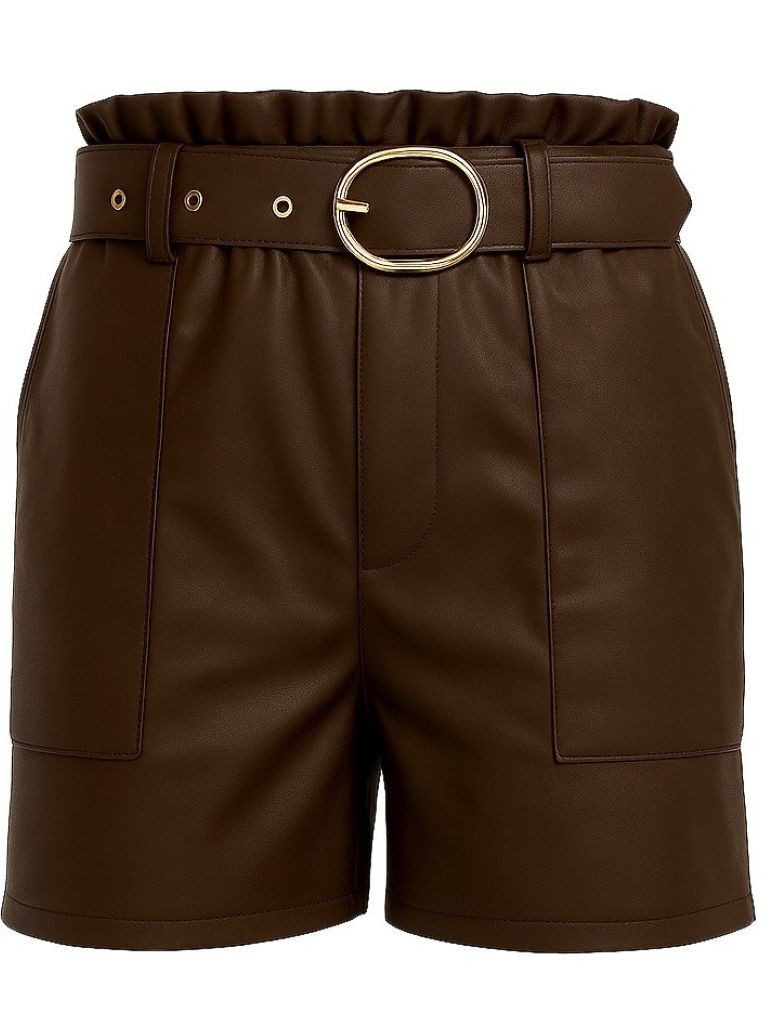 Mississhop Lederimitathose Damen Shorts aus Kunstleder mit Gürtel M.402 günstig online kaufen