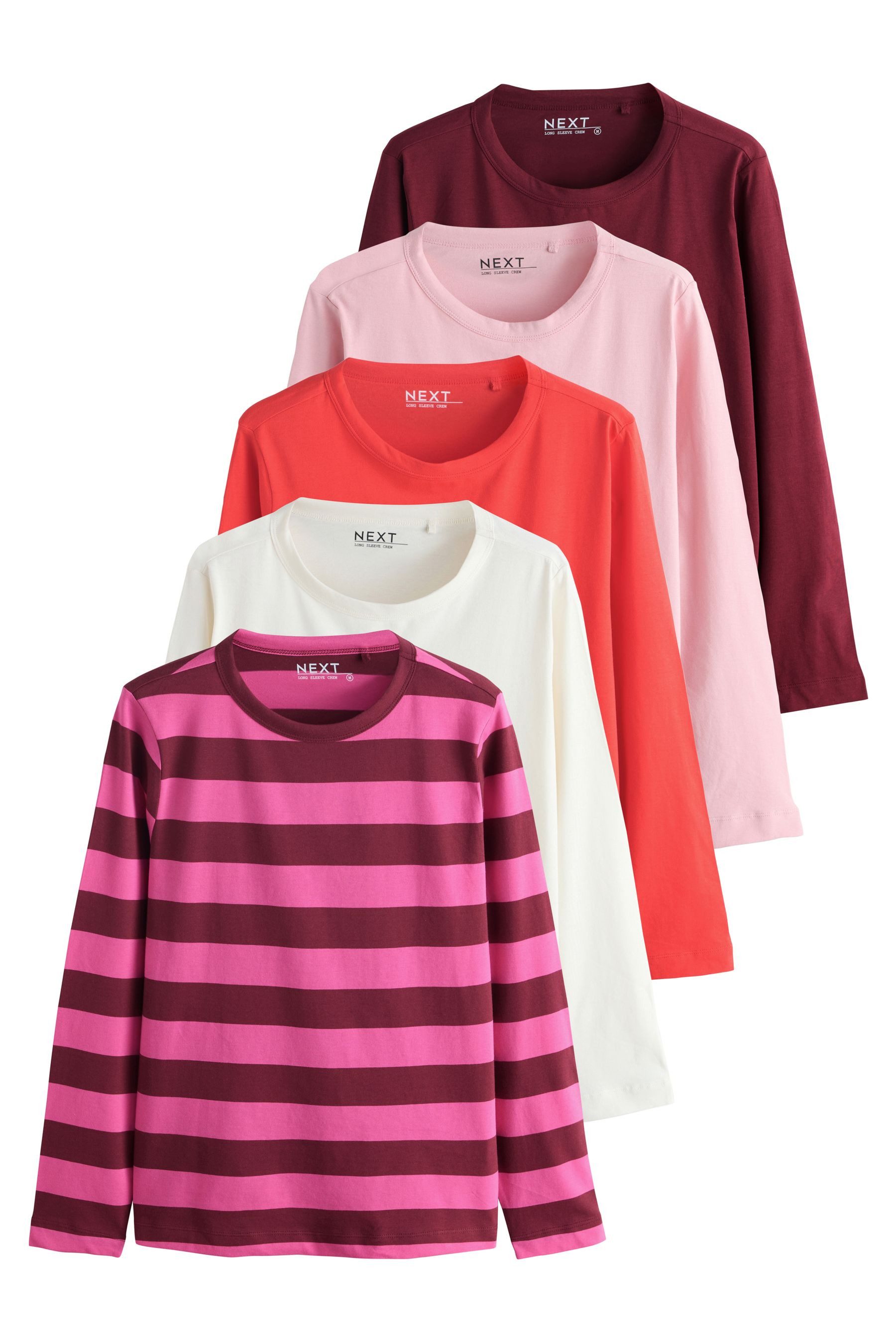 Next T-Shirt 5er-Pack Langarmshirts mit Rundhalsausschnitt (5-tlg) günstig online kaufen