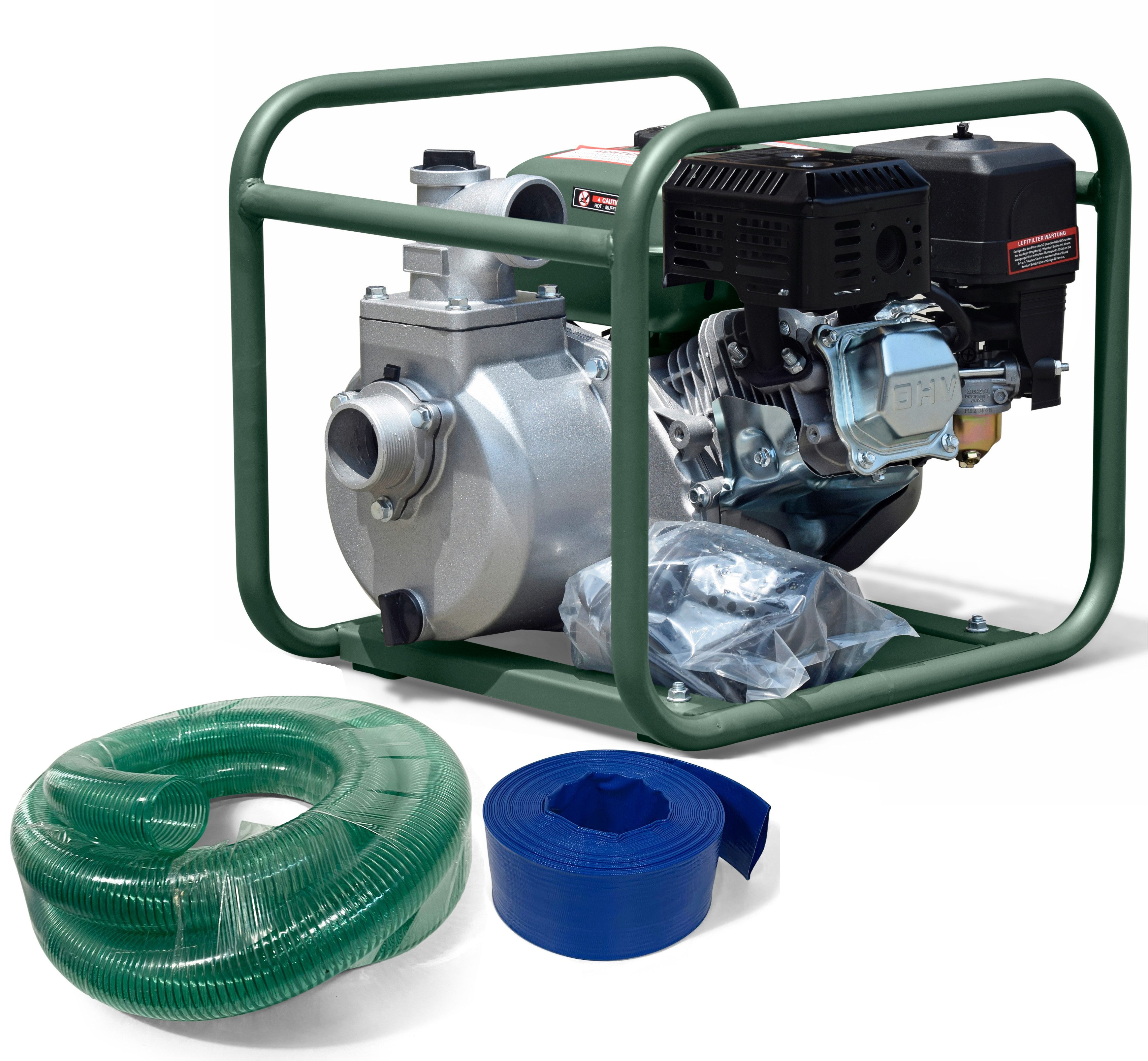 DeTec. Wasserpumpe DeTec Benzin Wasserpumpe 2 Zoll 30.000 l/h 5,5 PS inkl. 2" Schlauchset