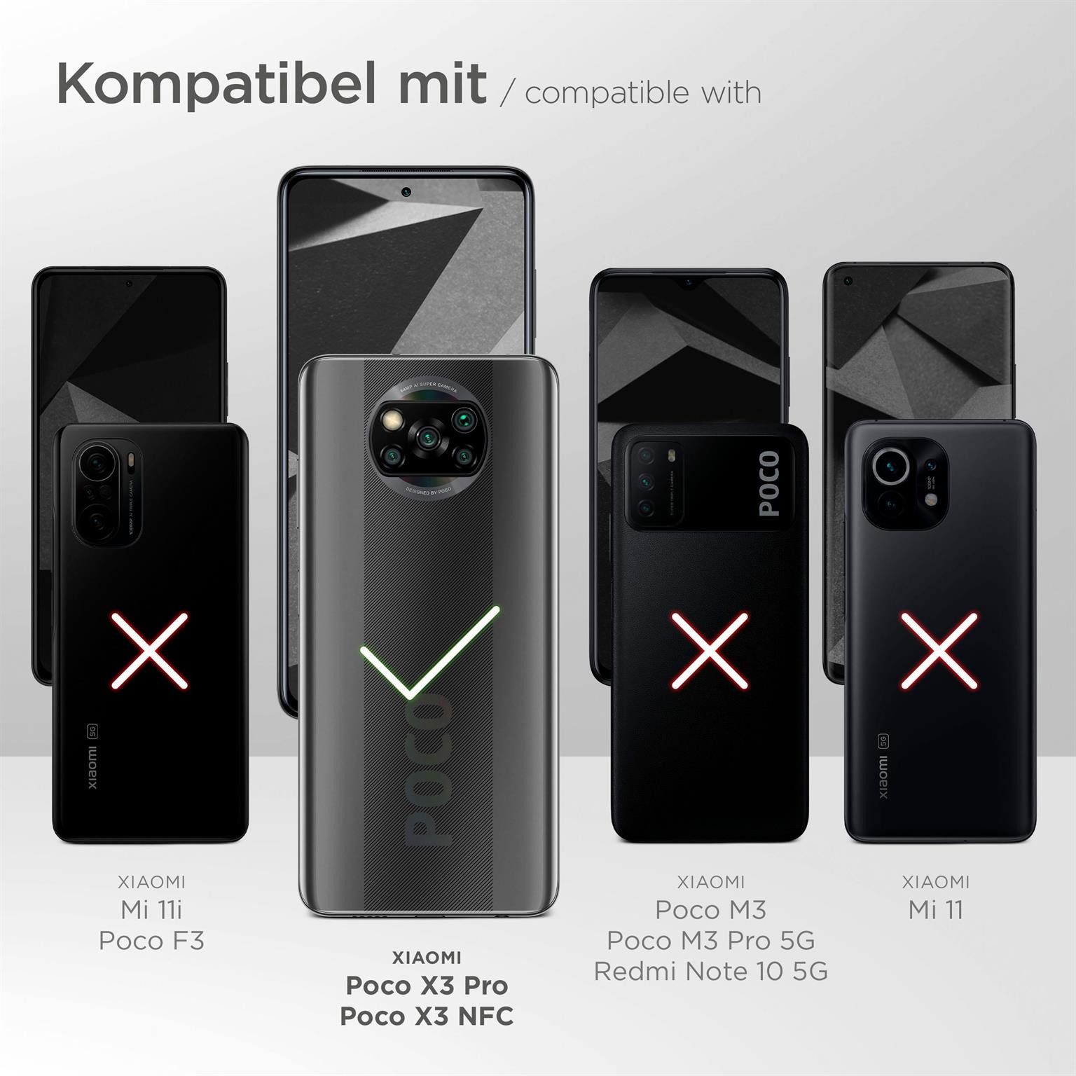 ONEFLOW Handyhülle für Poco X3 Pro Premium Hülle Business Cover Schwarz 6,67 Zoll, 360 Grad Schutzhülle Flip Case Etui Klapphülle Dünn Leder Handy Tasche