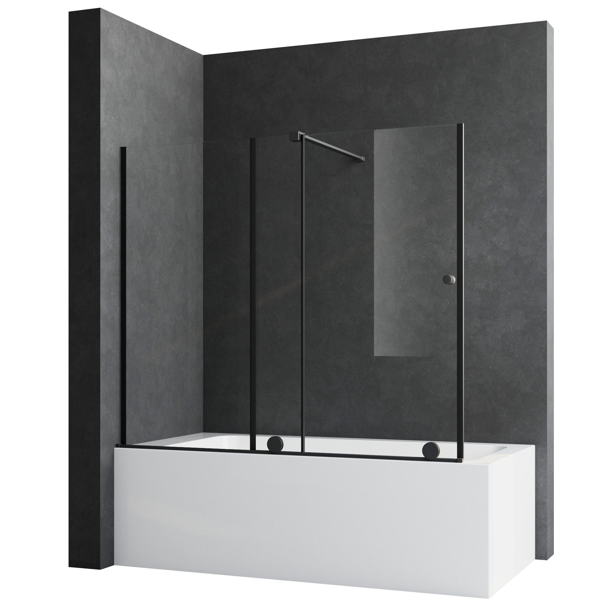 Boromal Badewannenaufsatz 2 teilig Duschabtrennung Badewanne Schwarz Schieb günstig online kaufen