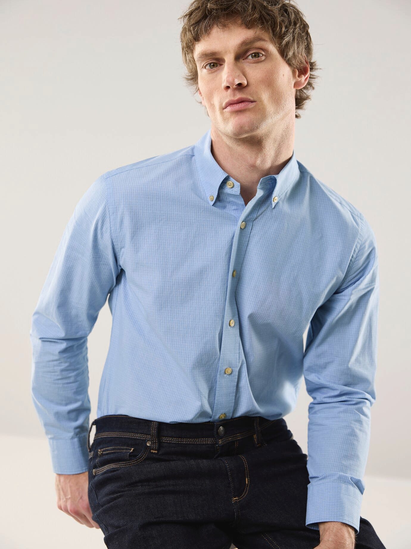 Walbusch Langarmhemd Herren Hemd mit Kent-Kragen Button Down Regular fit Kentkragen Langarm extra lang, klassisch, pflegeleicht, atmungsaktiv