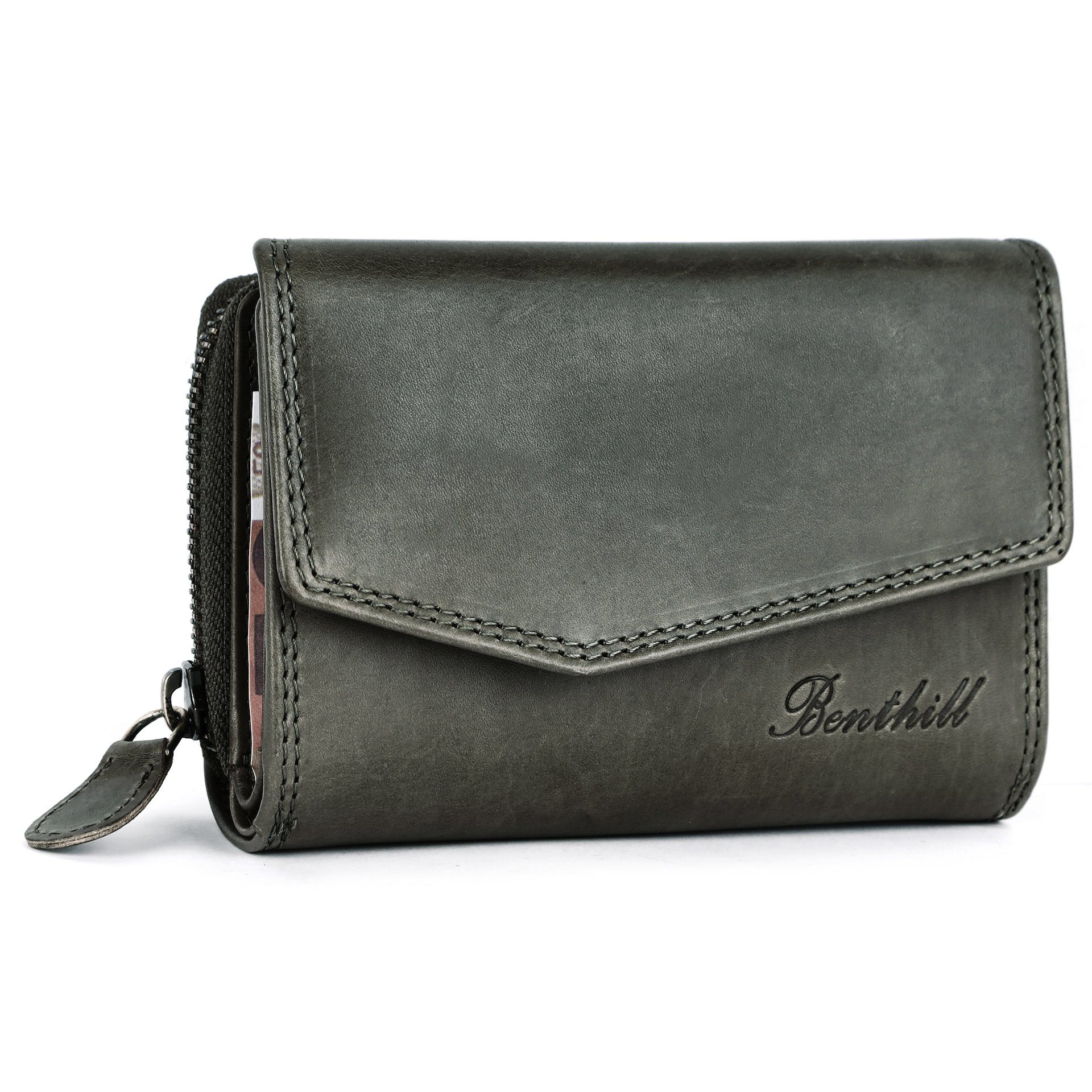 Benthill Geldbörse Damen Echt Leder Portemonnaie RFID Portmonee viel Karten günstig online kaufen
