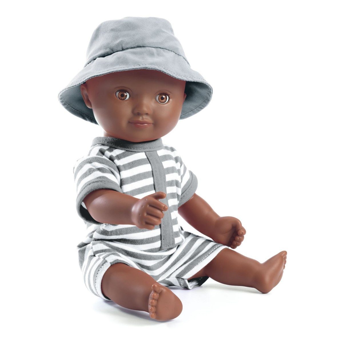 DJECO Babypuppe Badepuppe Baby Samnra aus Vinyl 32 cm groß Schlafaugen