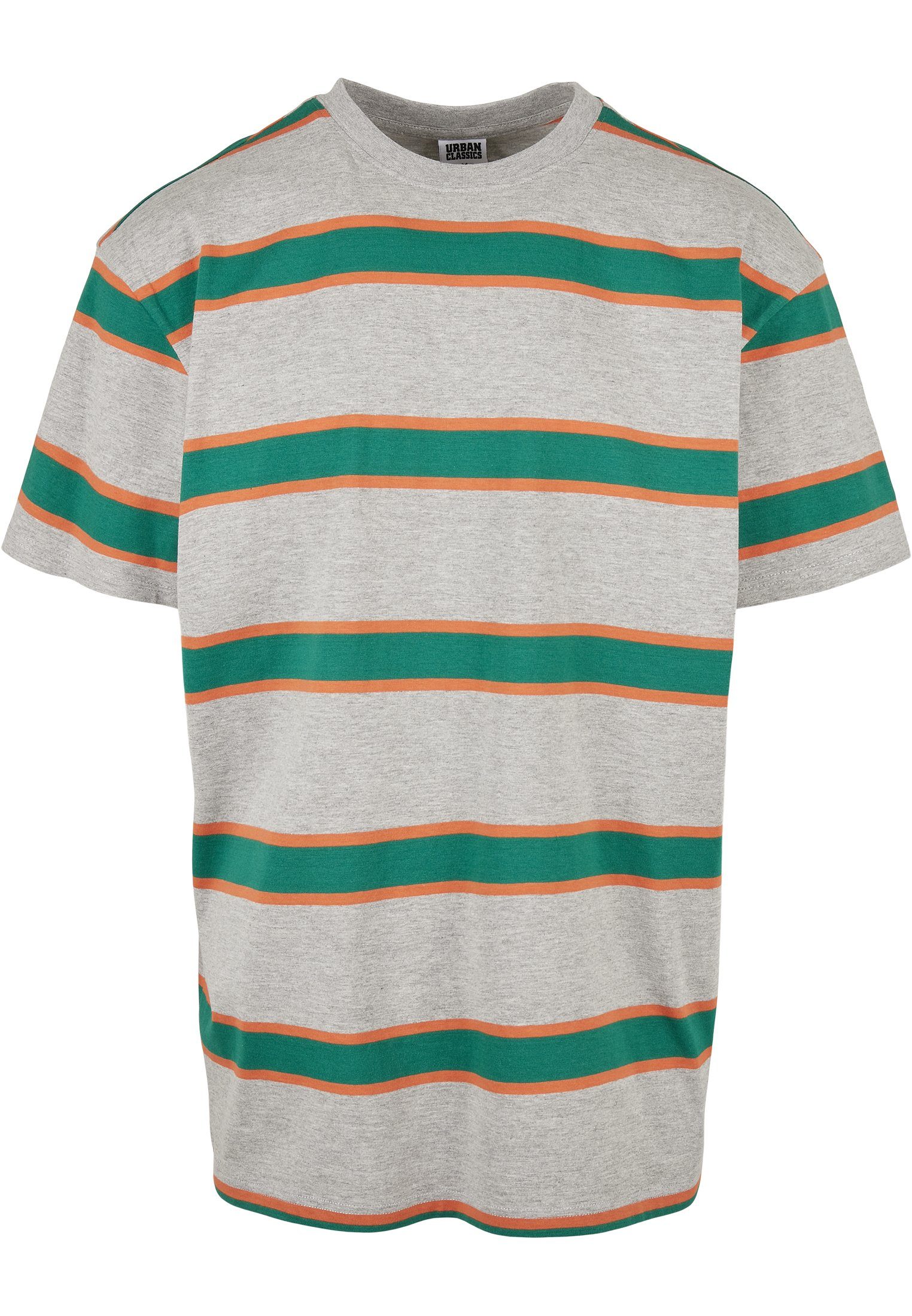 URBAN CLASSICS T-Shirt Herren Light Stripe Oversize Tee (1-tlg) grey/junglegreen