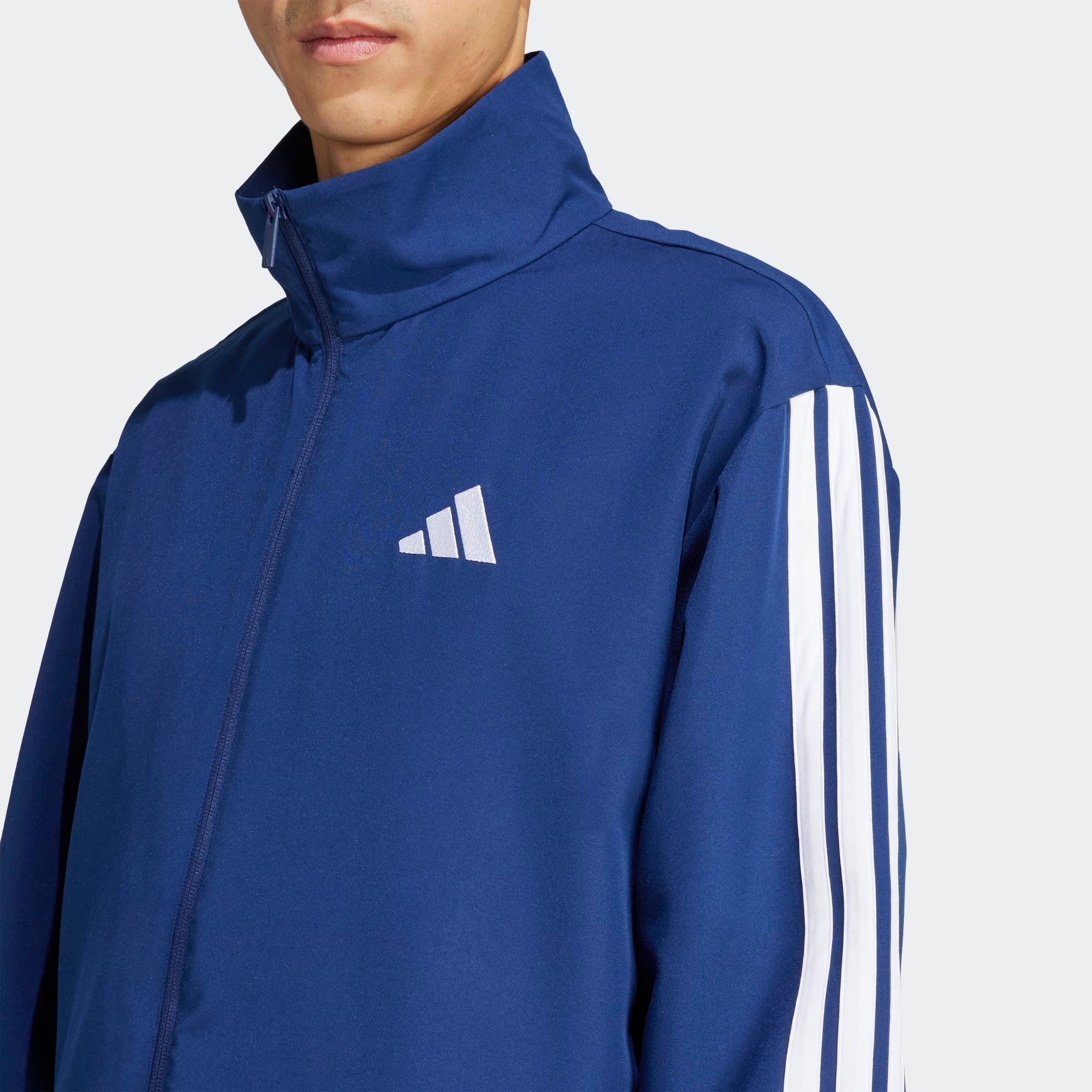 adidas Sportswear Trainingsanzug 3-STREIFEN WOVEN (2-tlg), zweiteiliges Set, aus Polyester, mit durchgehendem Reißverschluss