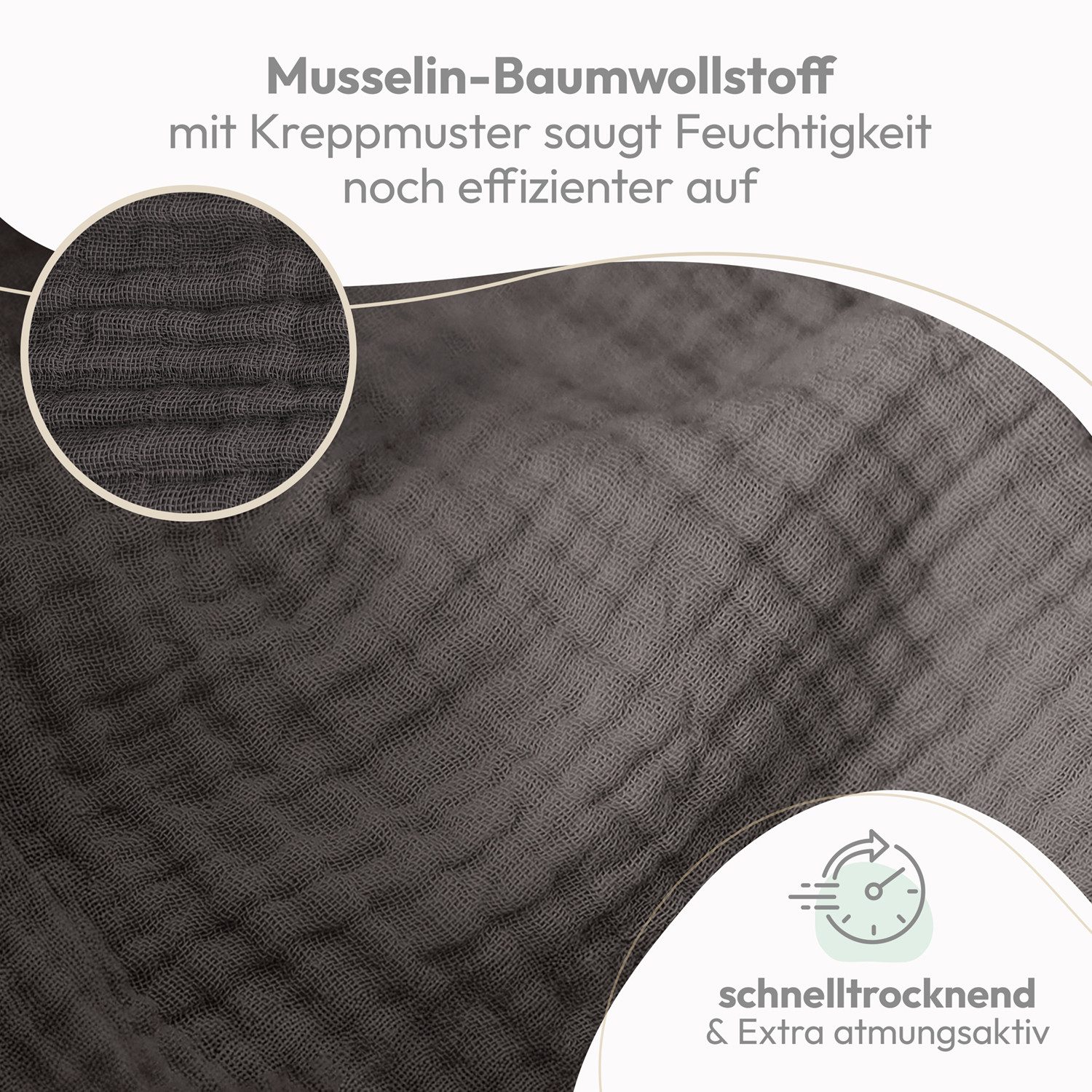 Laleni Spucktuch Spucktücher Baby aus Reiner Baumwolle in 70x70, (5-tlg), OEKO-TEX Zertifizierte Mulltücher
