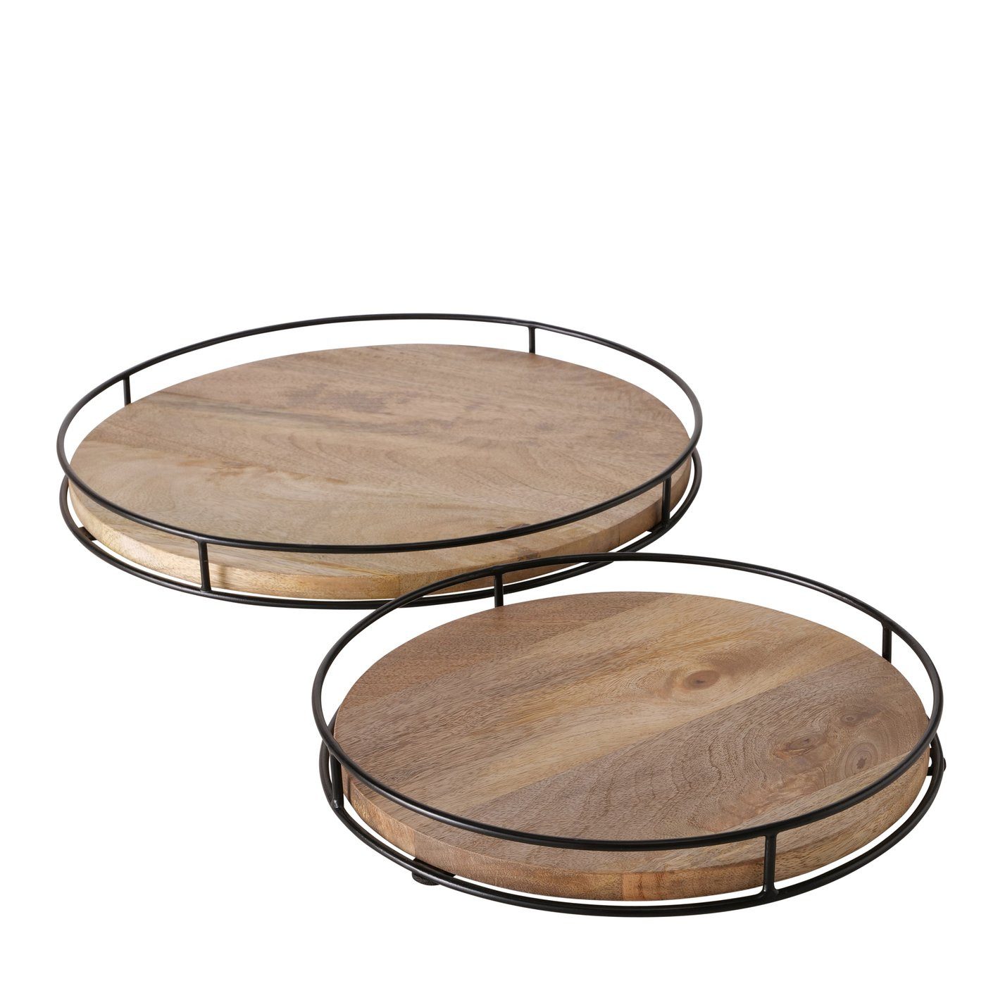 BOLTZE Tablett Opura 2er-SET Rund, Holz, (2er-SET, 2-tlg)