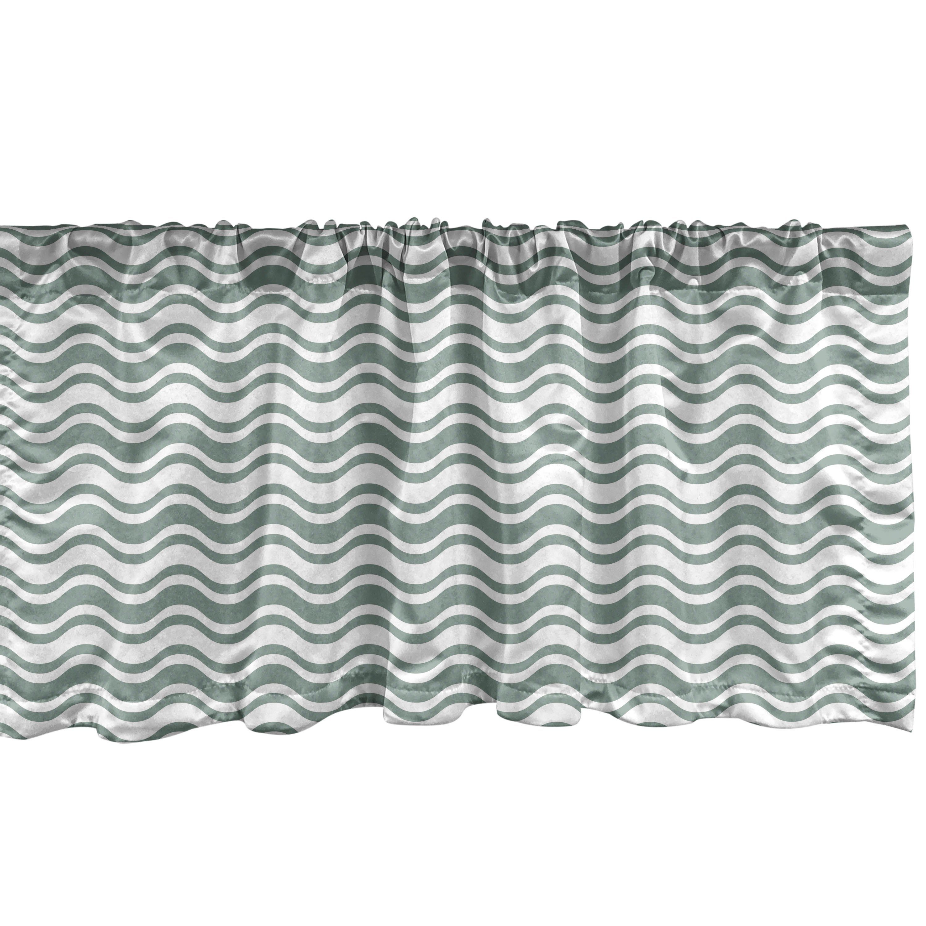 Scheibengardine Vorhang Volant für Küche Schlafzimmer Dekor mit Stangentasche, Abakuhaus, Microfaser, Abstrakt Kurvige Stripes Waves