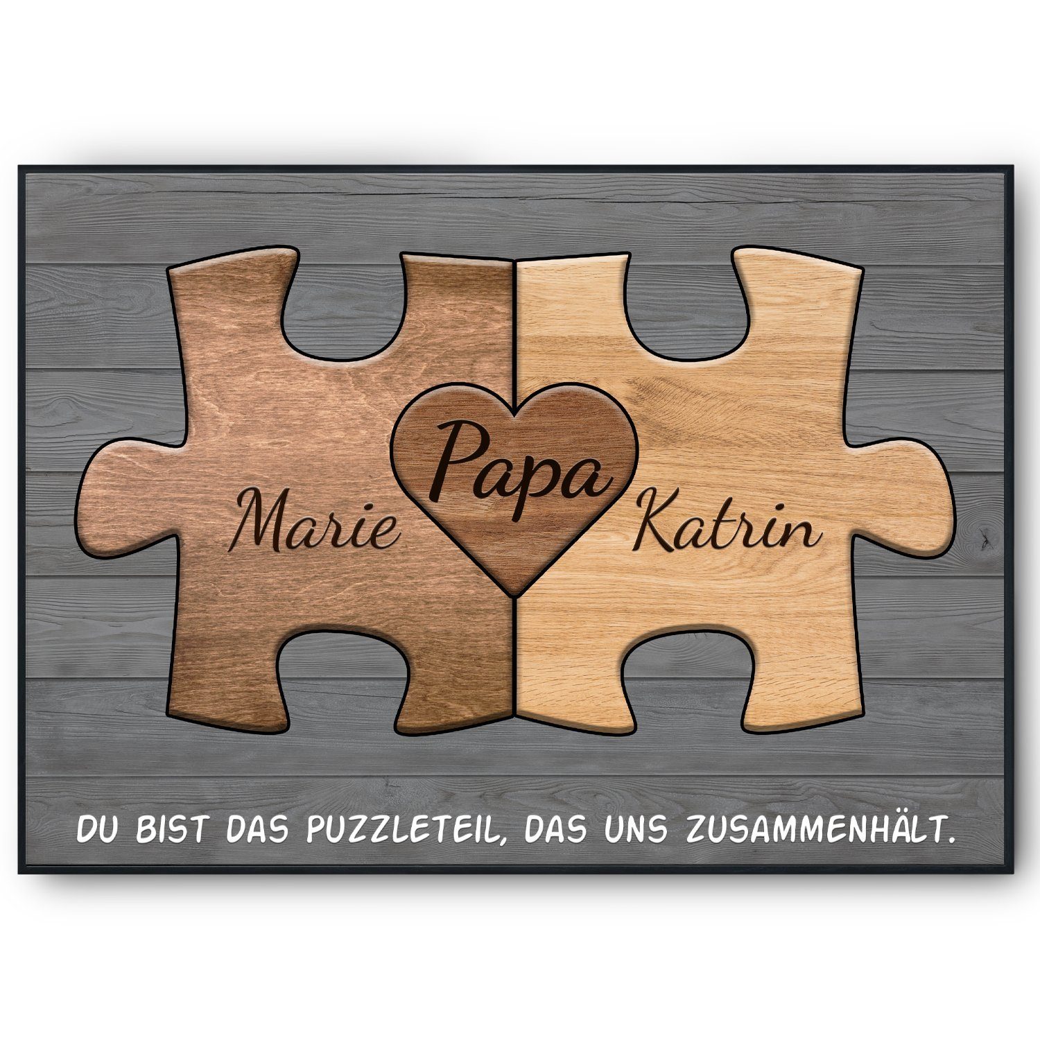 Tigerlino Poster Papa personalisiertes Geschenk Vater Geburtstag  Familienbild Vatertag, 2 Namen, Puzzle Design