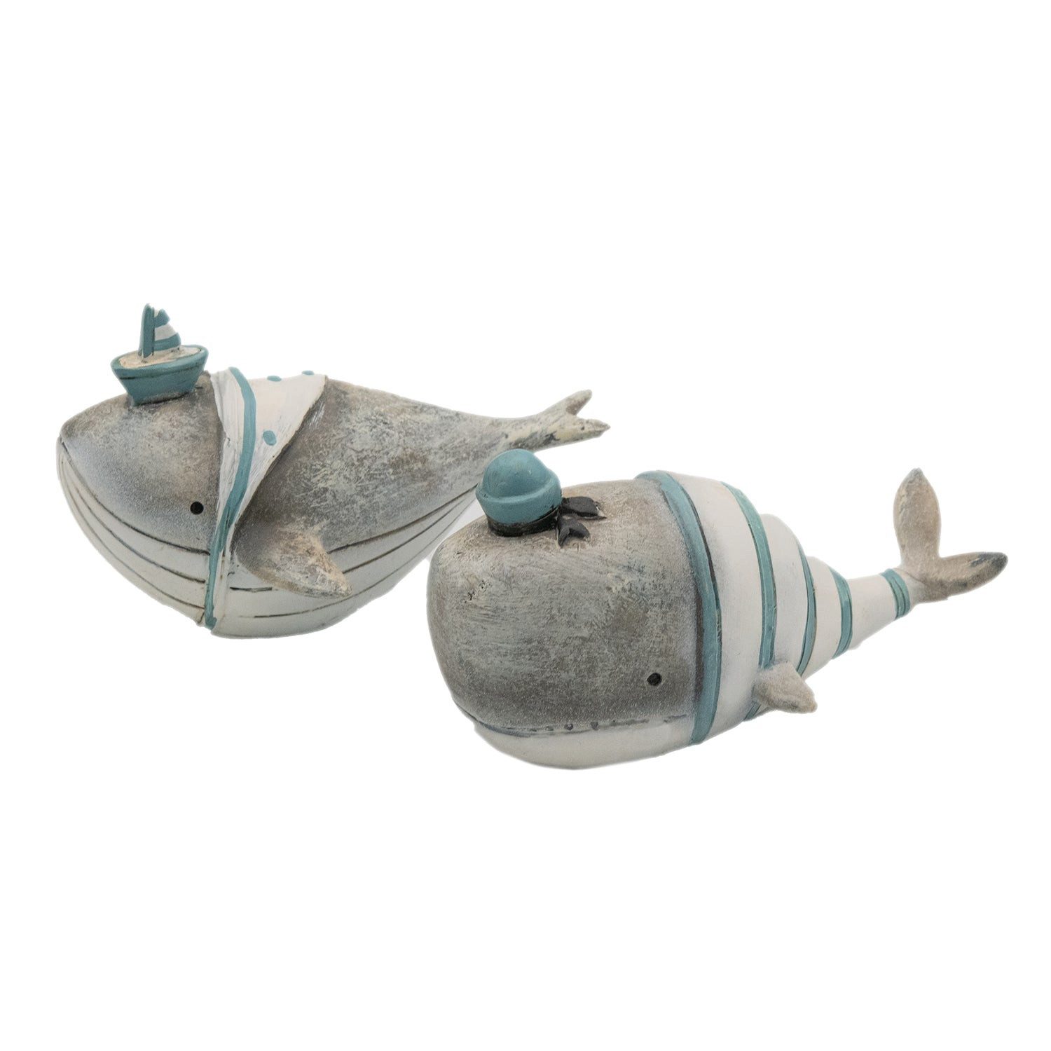 Logbuch-Verlag Dekofigur Deko Wale 2er-Set aus Poly 10 cm blau – Maritime Figuren zum