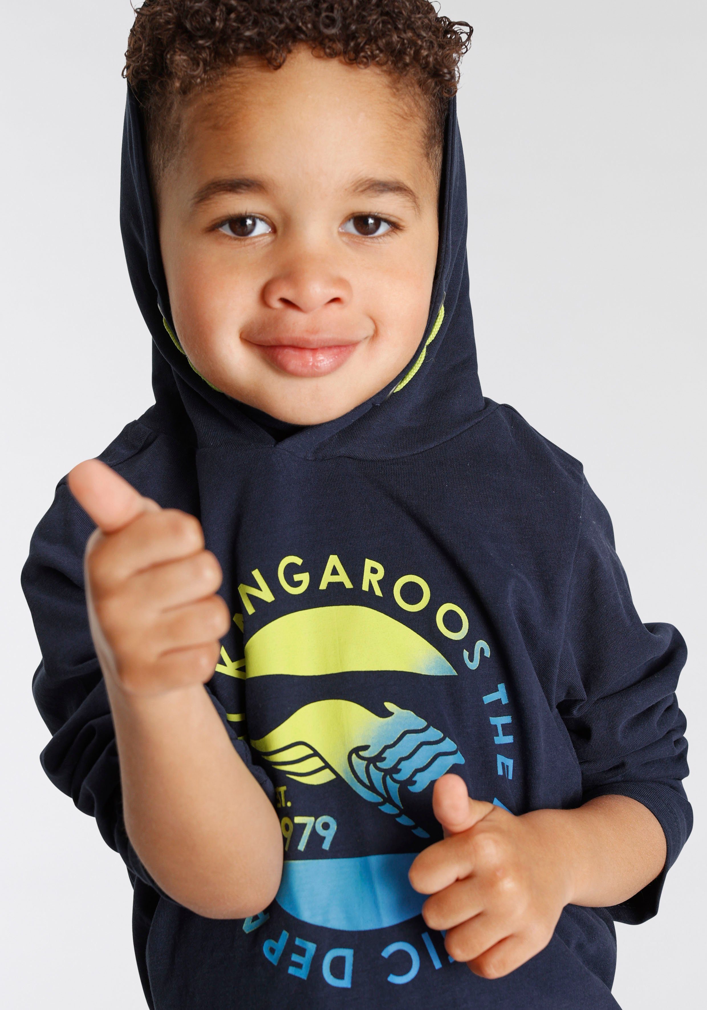 KangaROOS Langarmshirt Shirt für kleine Jungen Kapuzenshirt mit Print