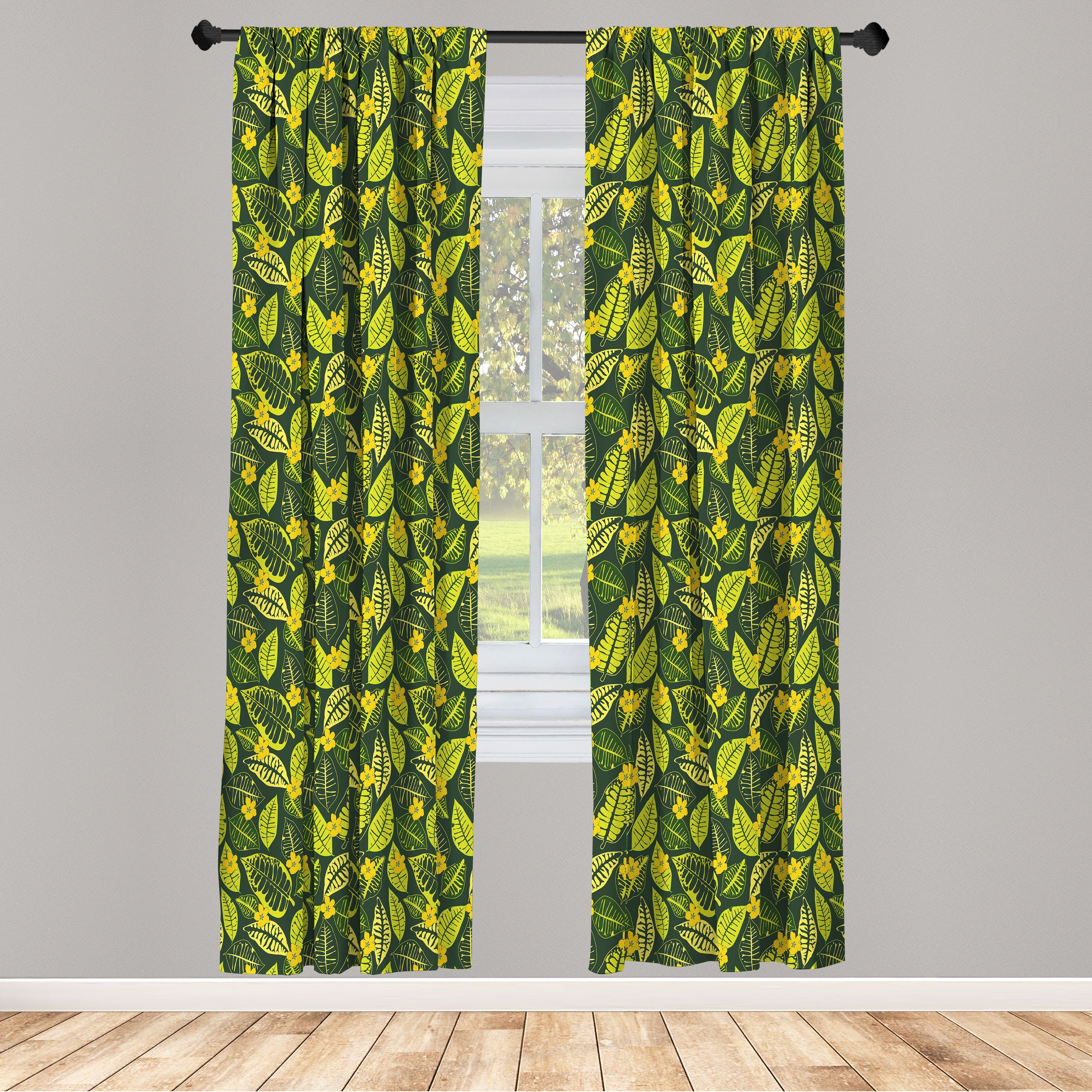 Gardine Vorhang für Wohnzimmer Schlafzimmer Dekor, Abakuhaus, Microfaser, Blumen Hawaii-Blumen und Blätter