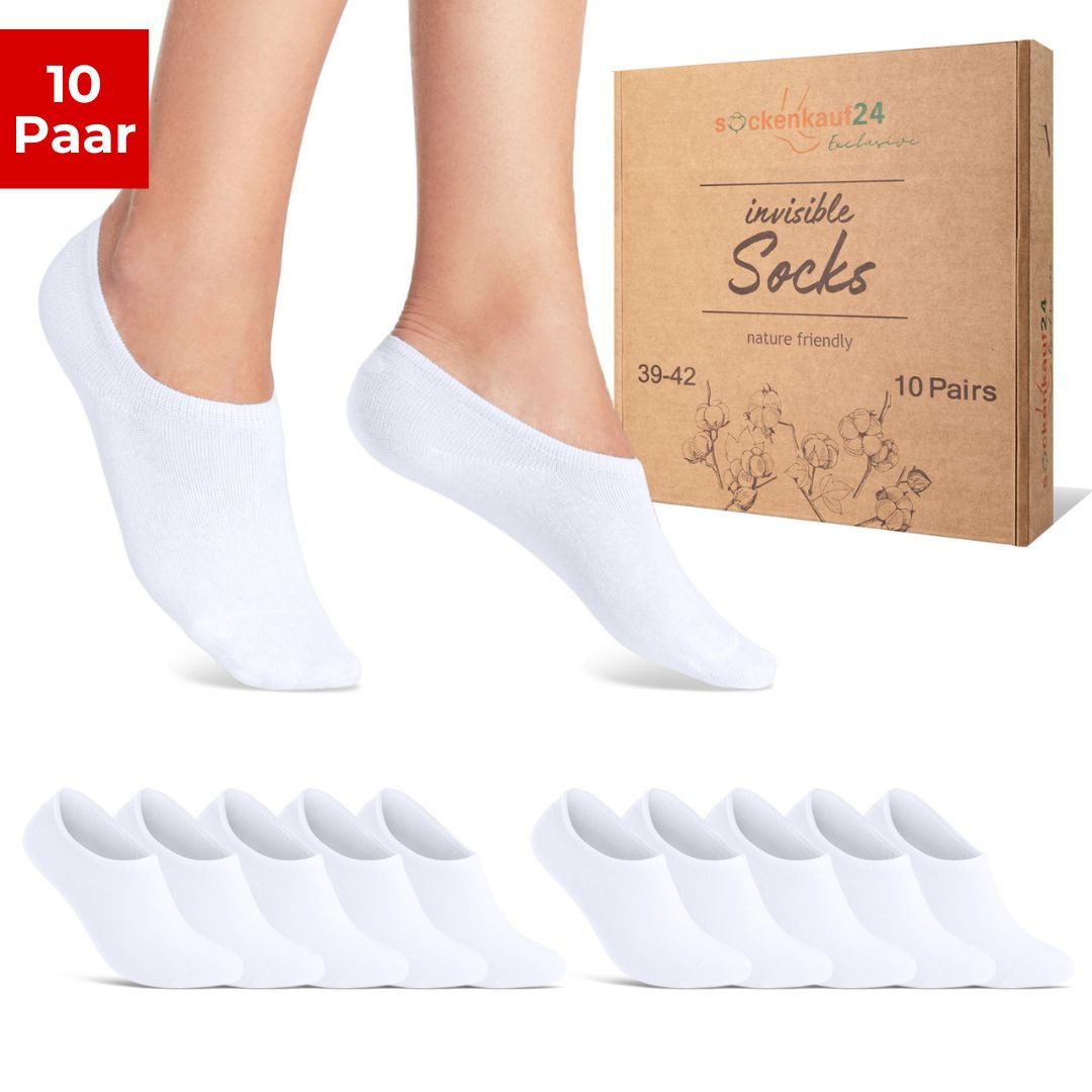 sockenkauf24 Füßlinge 10 Paar Premium Füßlinge Damen & Herren aus gekämmter Baumwolle invisible Socks ohne Naht mit Silikon (Exclusive Line) - 70106T WP