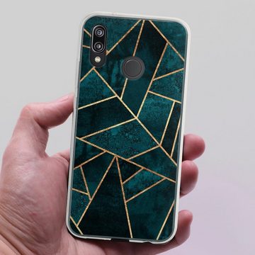 DeinDesign Handyhülle Stein Gold & Kupfer Elisabeth Fredriksson Deep Teal Stone Gold Print, Huawei P20 Lite Silikon Hülle Bumper Case Handy Schutzhülle