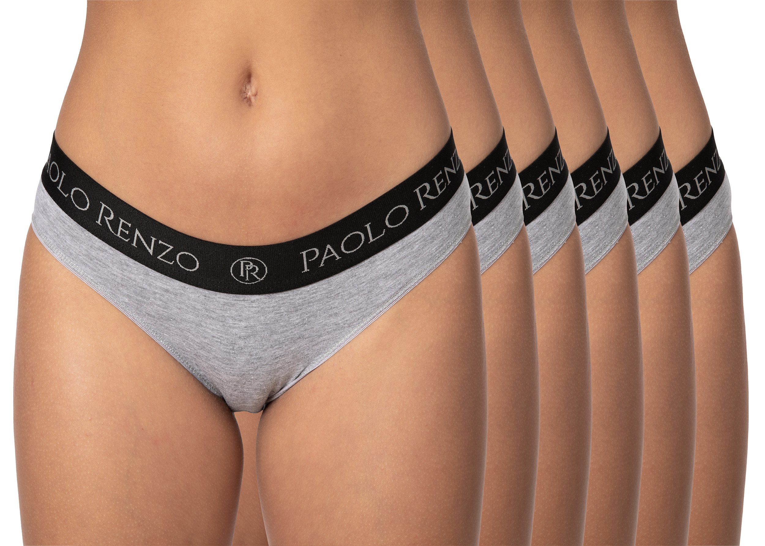 Paolo Renzo Slip Sports-Collection Atmungsaktive & Hautsympatische Damen Slips (6-St) Sport Slips aus hochwertiger Baumwolle