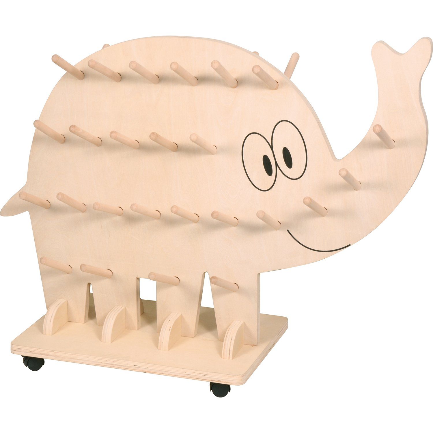 EDUPLAY Spielzeug-Gartenset Stiefel-Elefant für 25 Paar, 106 x 39,5 x 83 cm, Holz