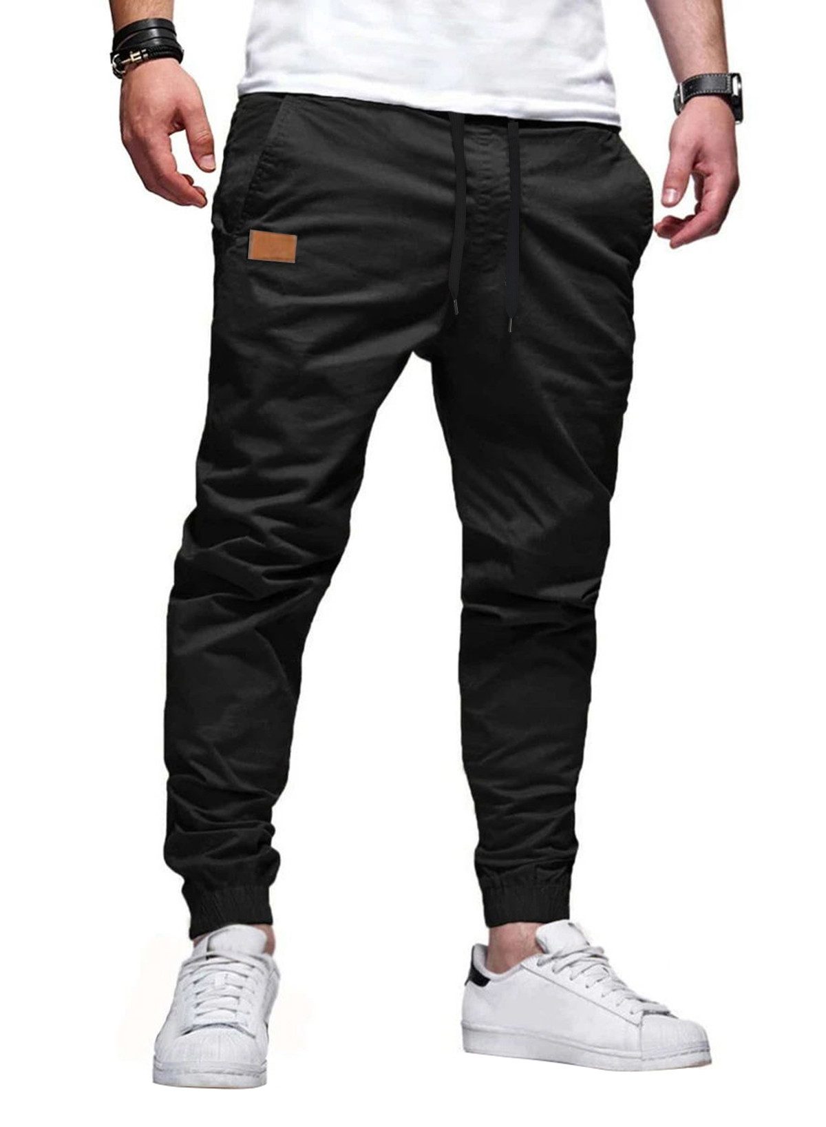 JMIERR Cargohose Chino Hose Herren Freizeithose Baumwolle Cargohose Herren Jogginghose (cargohose, Cargohose) in Unifarbe, Elastikbund mit Tunnelzug, mit elastischem Bund