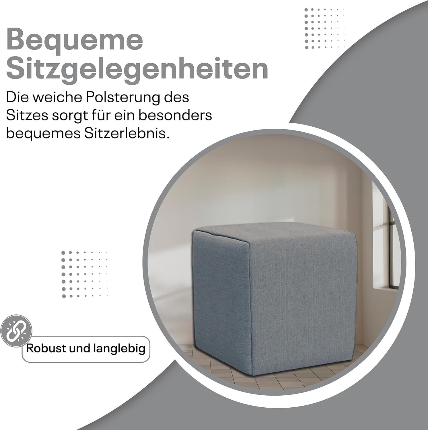 Best for Home Sitzhocker Best For Home Cube Pouf – Stilvoller Samt Hocker & Fußhocker (verschiedene Farben), Handwerksqualität,TOP Preis-Leistungs-Verhältnis