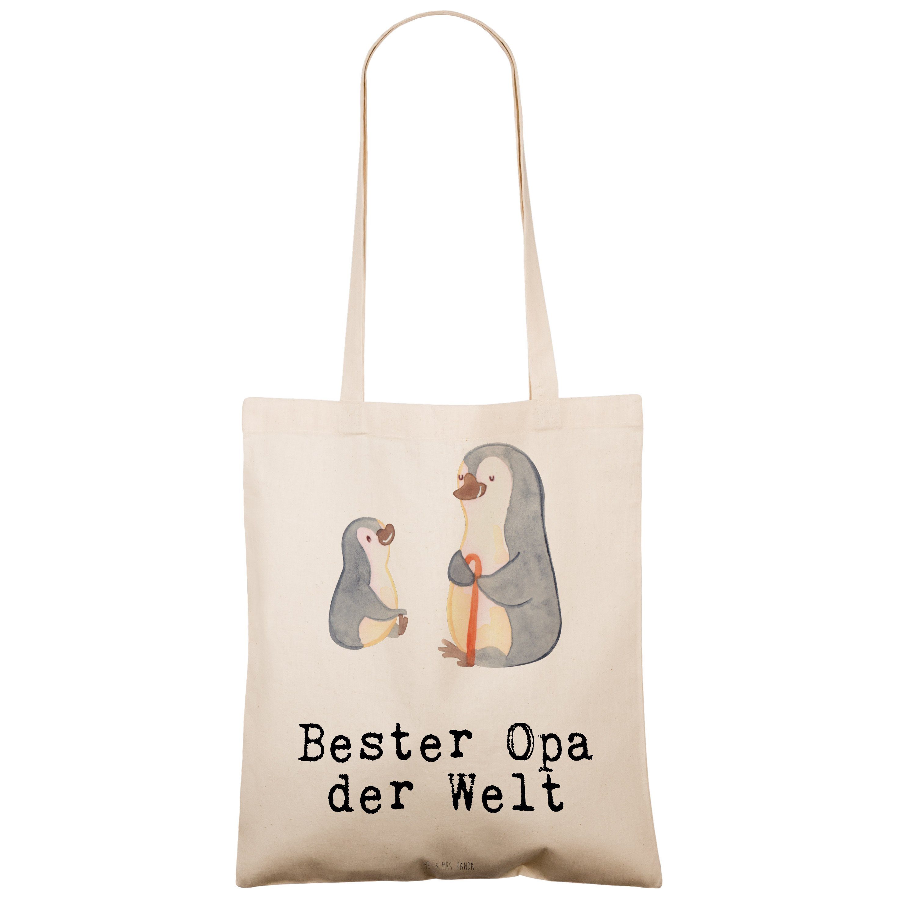 Mr. & Mrs. Panda Tragetasche Bester - Geschenk, Einkaufstasche, (1-tlg) Transparent der Opa Welt Pinguin 