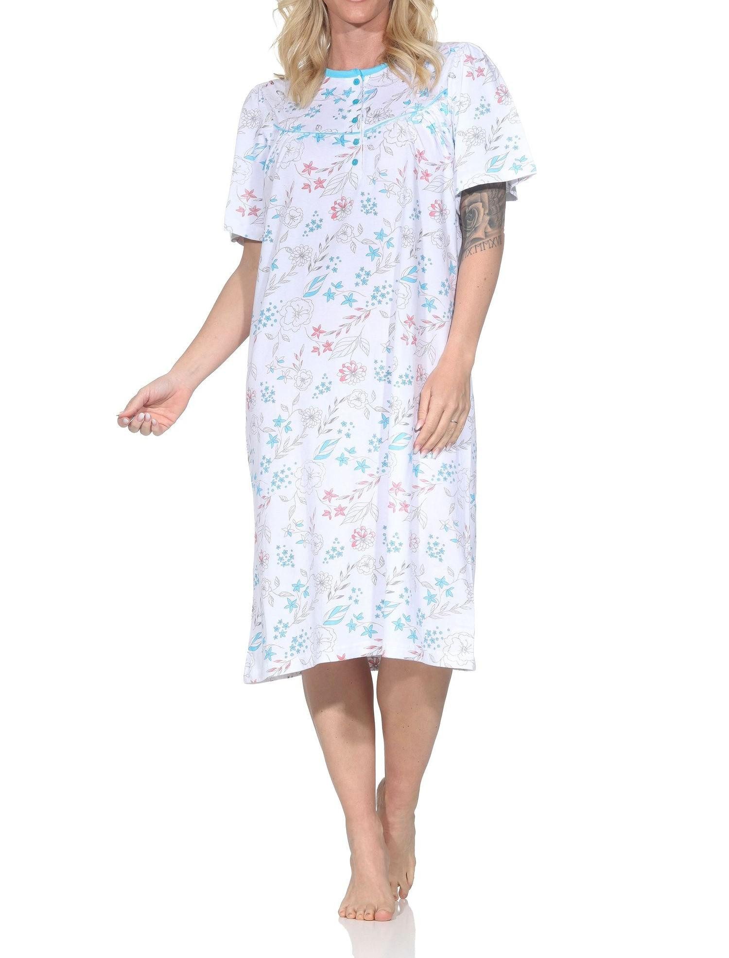 Nachthemd Damen kurzarm Nachthemd im klassischen fraulichen Design