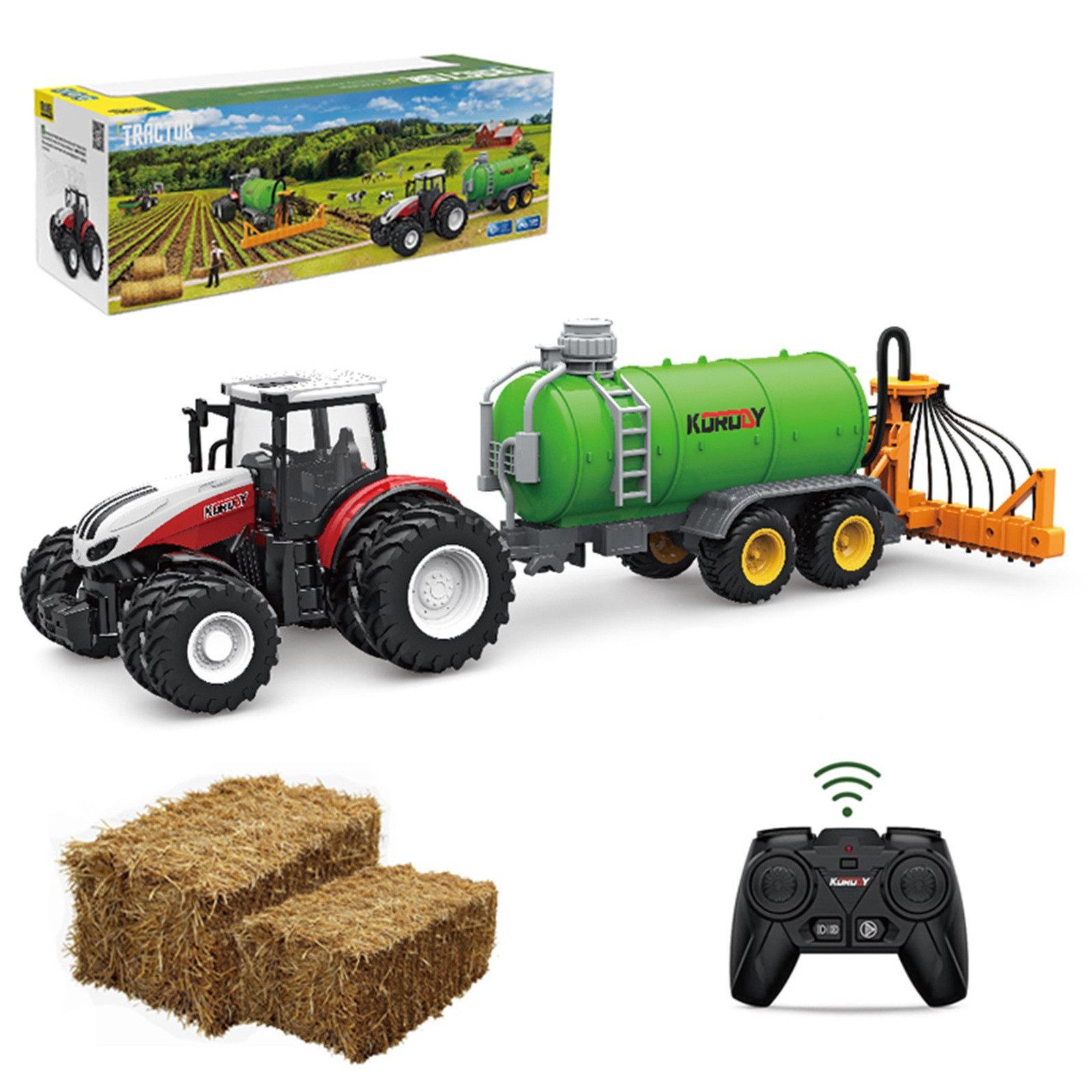 RC-Traktor RC-Traktor Ferngesteuerter Traktor mit Güllefass, Traktor Spielzeug