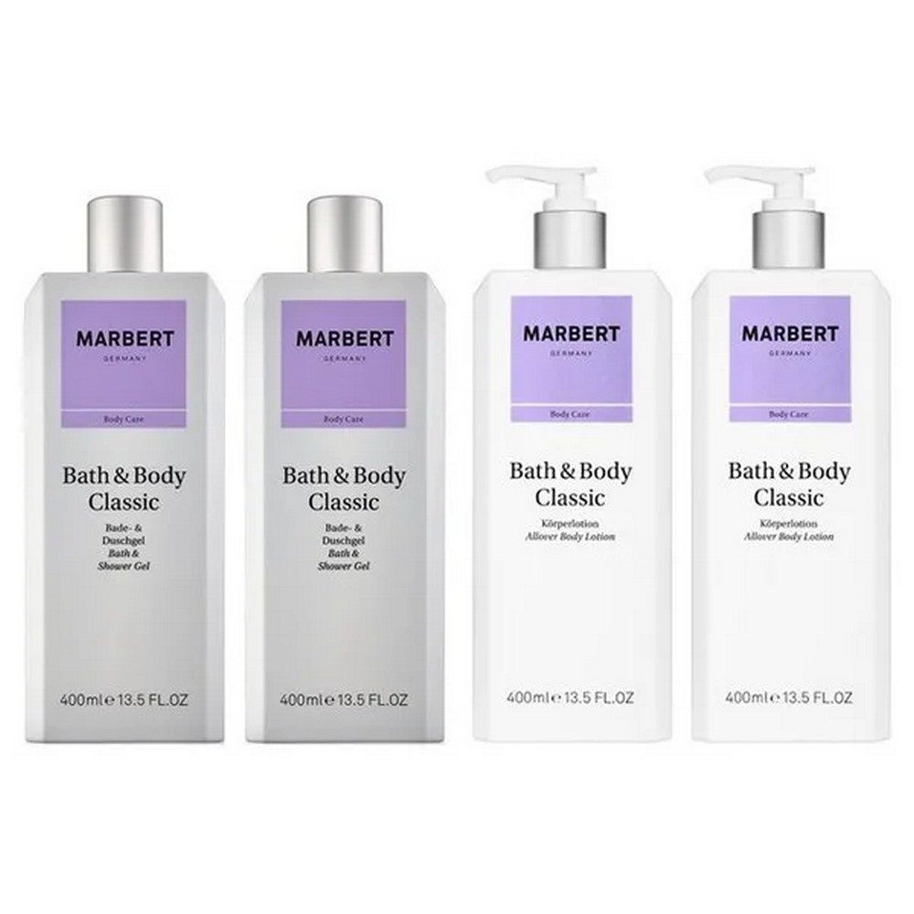 Marbert Bodylotion Bath & Body Classic Körperlotion 2 x 400ml + Bade & Duschgel 2 x 400ml
