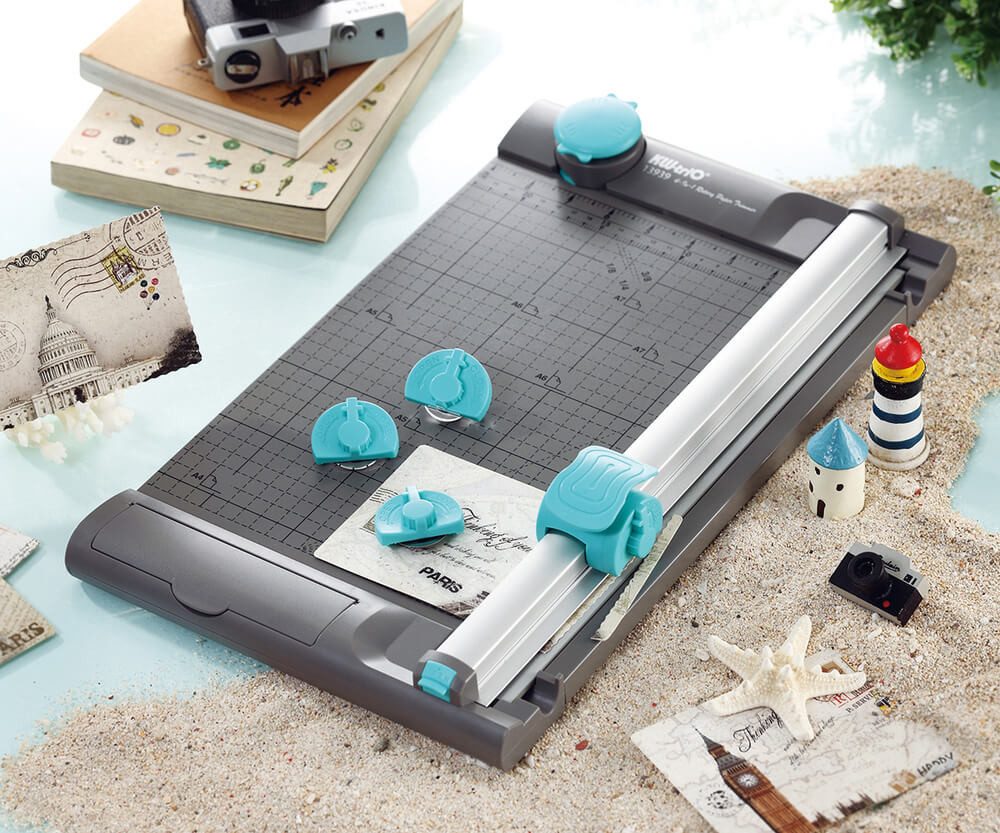 KW-triO Rollenschneidemaschine KWTRIO Schneidegerät 5 IN 1 / A3, 5-in-1 Rollenschneider, Eckenrunder, bis 10 Blatt, stabile Ausführung