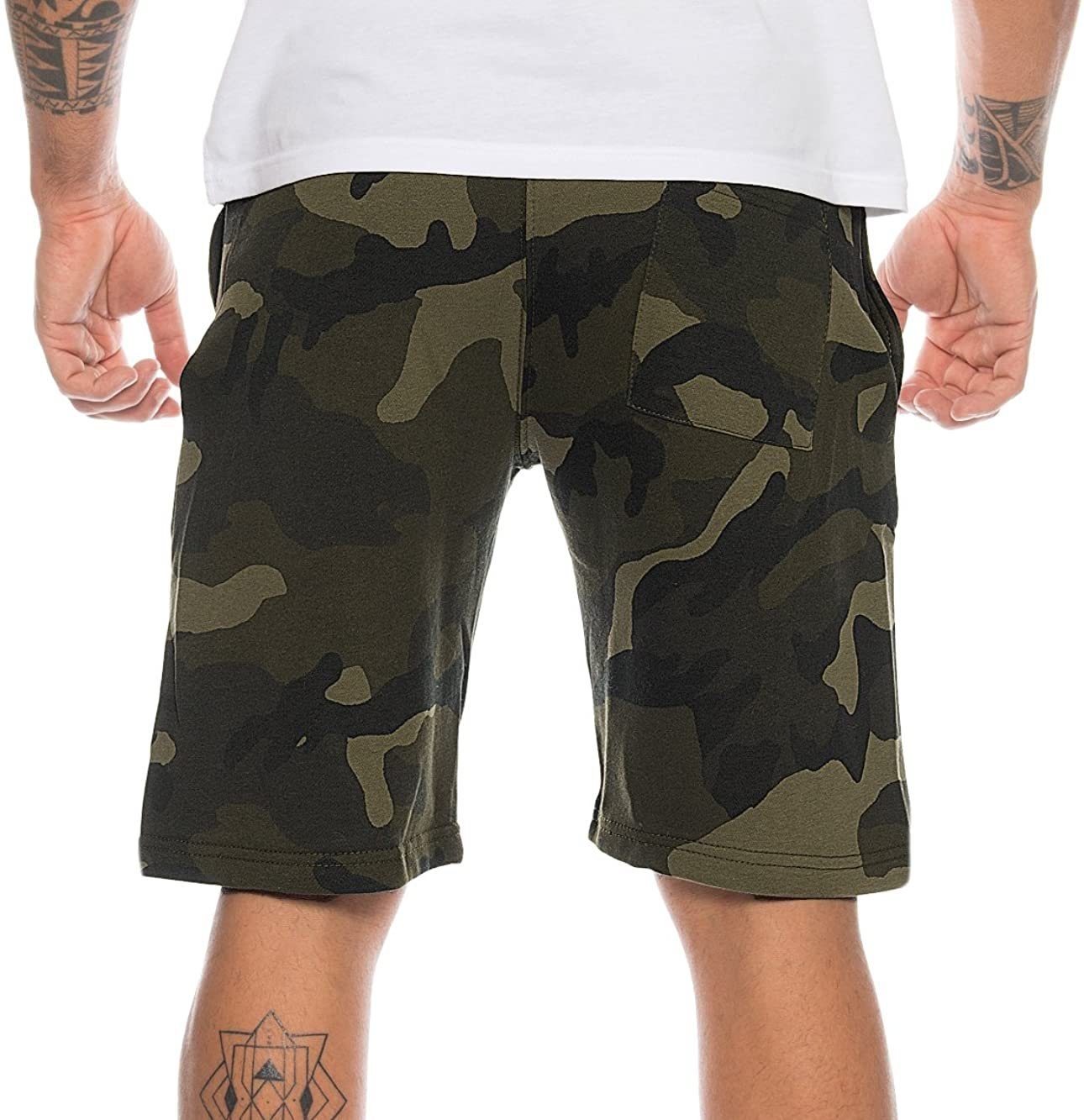 FM191 Green Herren Camo Cotton Hose Kurze Cargoshorts Bermuda Sweat Short Sweatpant Finchman