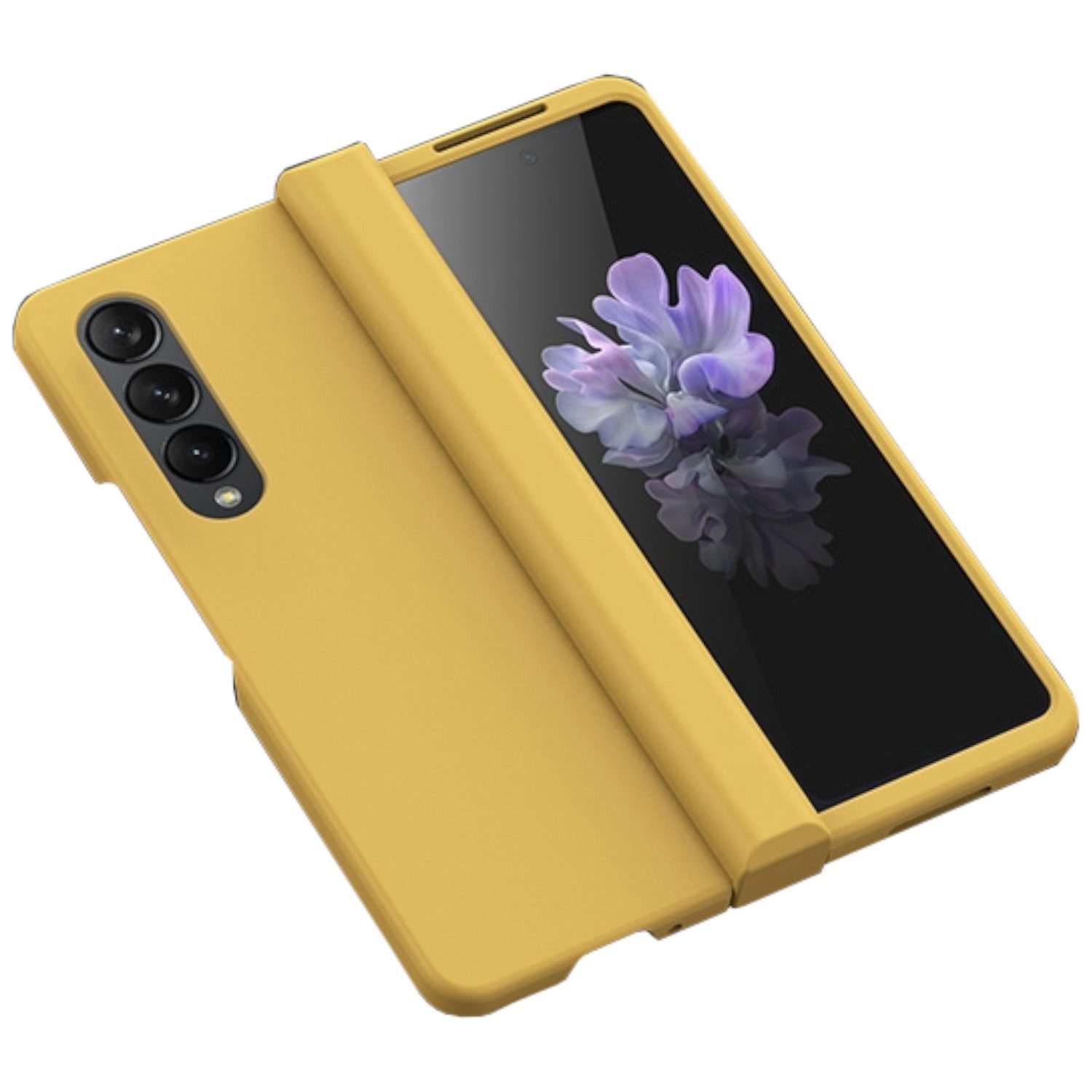Wigento Handyhülle Für Samsung Galaxy Z Fold4 Skin Schutz Gelb Case Hülle Handy Tasche