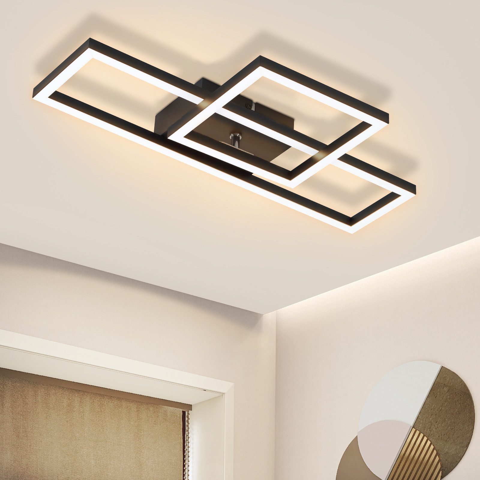 ZMH LED Deckenleuchte Wohnzimmer- Schwarz/Weiß 2 günstig online kaufen