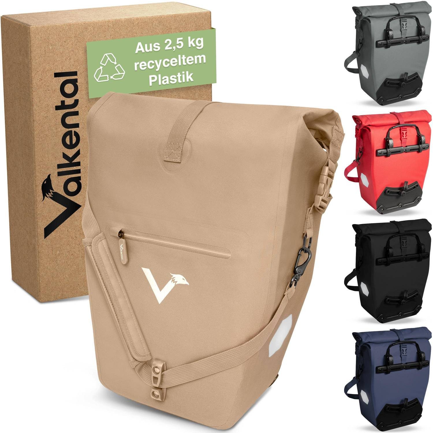 Valkental Fahrradrucksack ValkOcean Gepäckträgertasche aus recyceltem Plastik