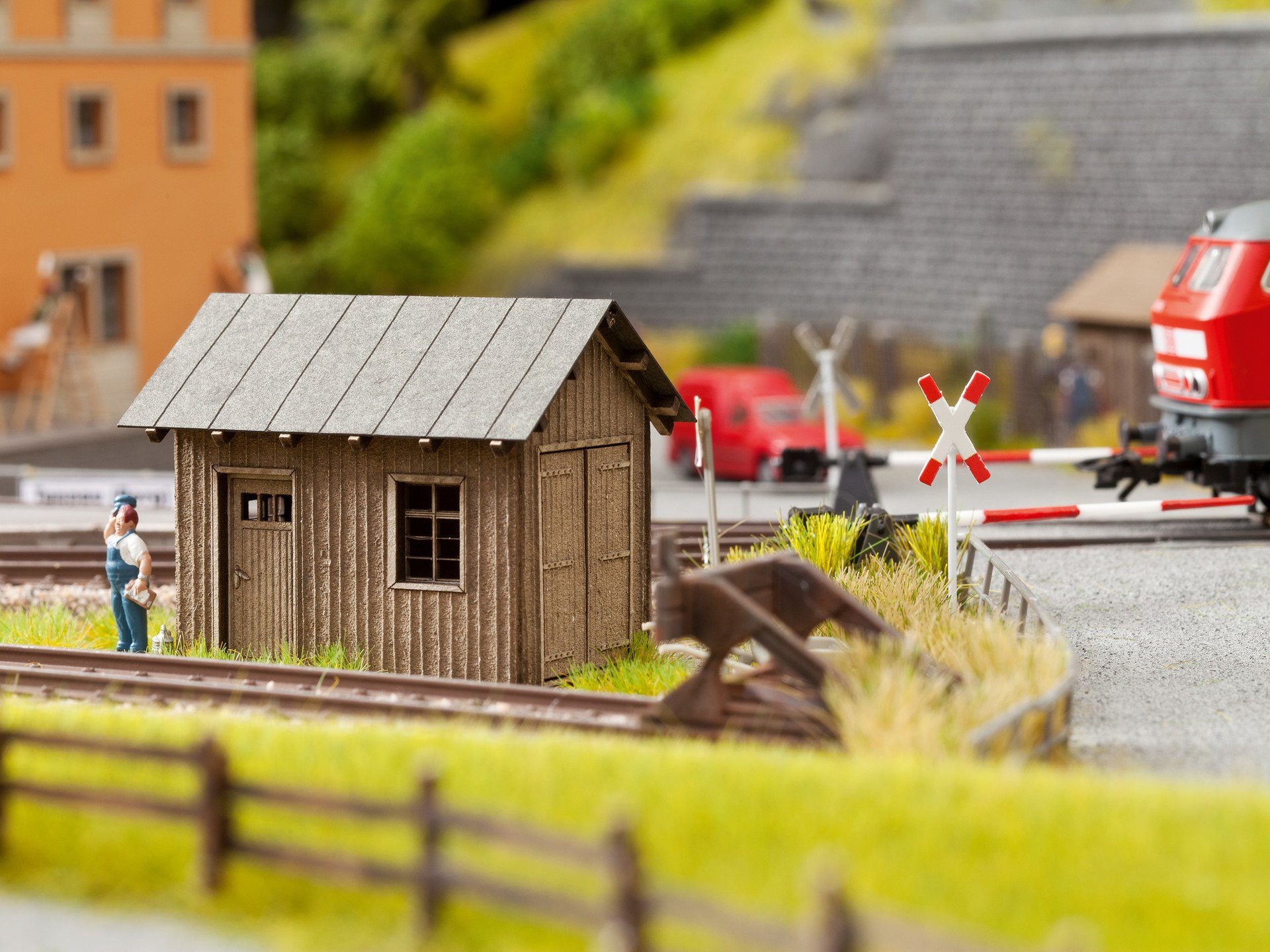 Modelleisenbahn-Gebäude Streckenhäuschen, realgetreues Modellgebäude für d
