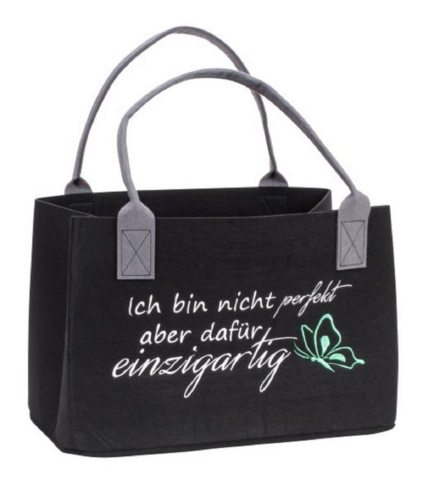 Mel-O-Design Shopper 2716 Filz Tasche Shopper mit Spruch "Ich bin nicht perfekt, aber dafür (Stück, 1-tlg., 1), Ich bin nicht perfekt, aber dafür einzigartig