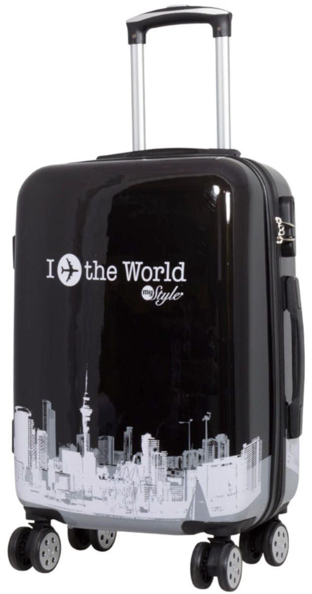 Warenhandel König Hartschalen-Trolley Fly the World, 4 Rollen, mit Motiv, a günstig online kaufen