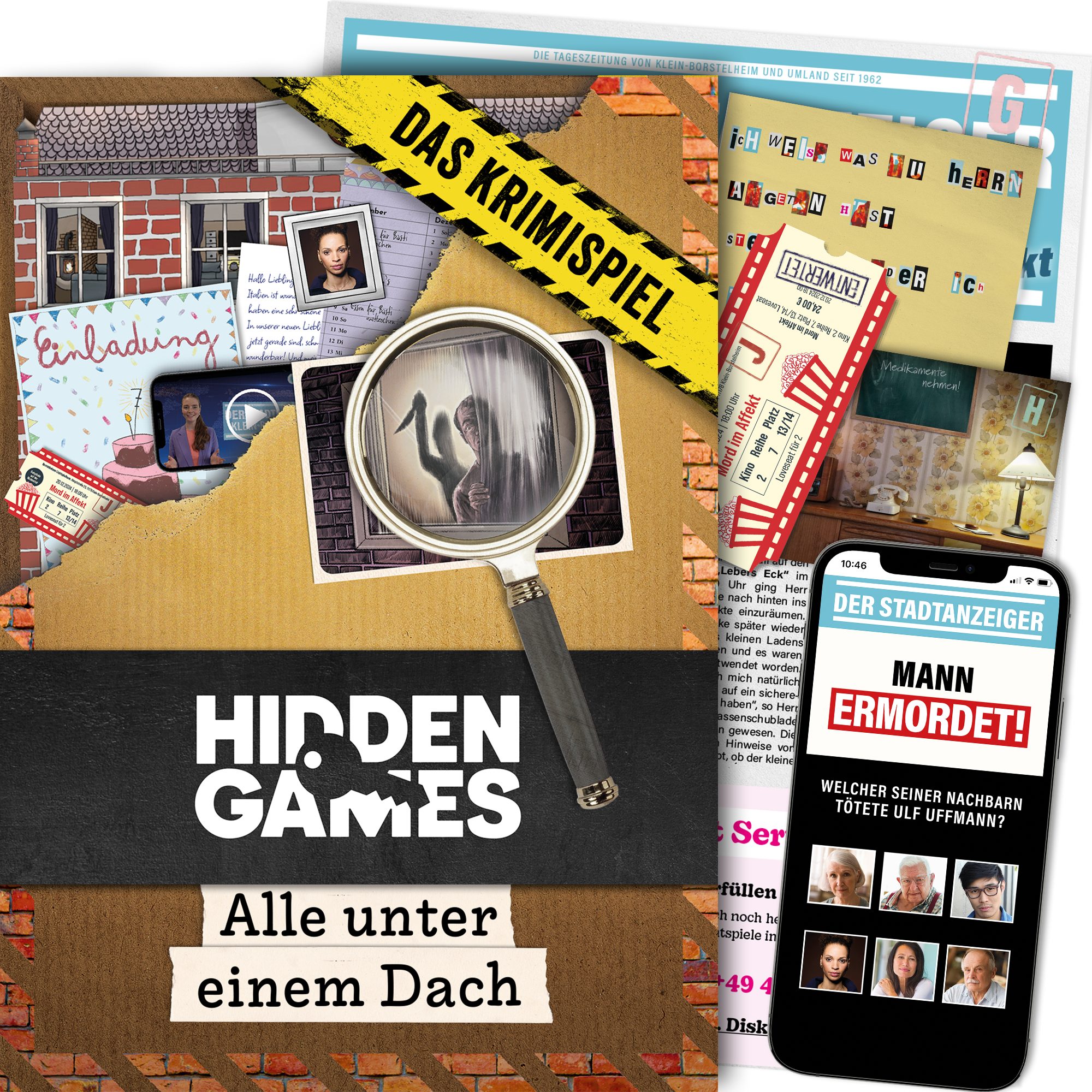 Hidden Games Tatort Spiel Все unter einem Dach, Familienspiel, Gesellschaftsspiel, Detektivspiel, Made in Germany