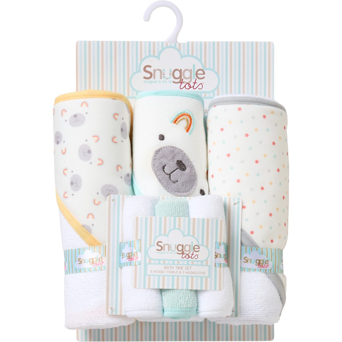 Snuggle Tots Kapuzenhandtuch Bär Unisex Kinder, Frottee (6-St)