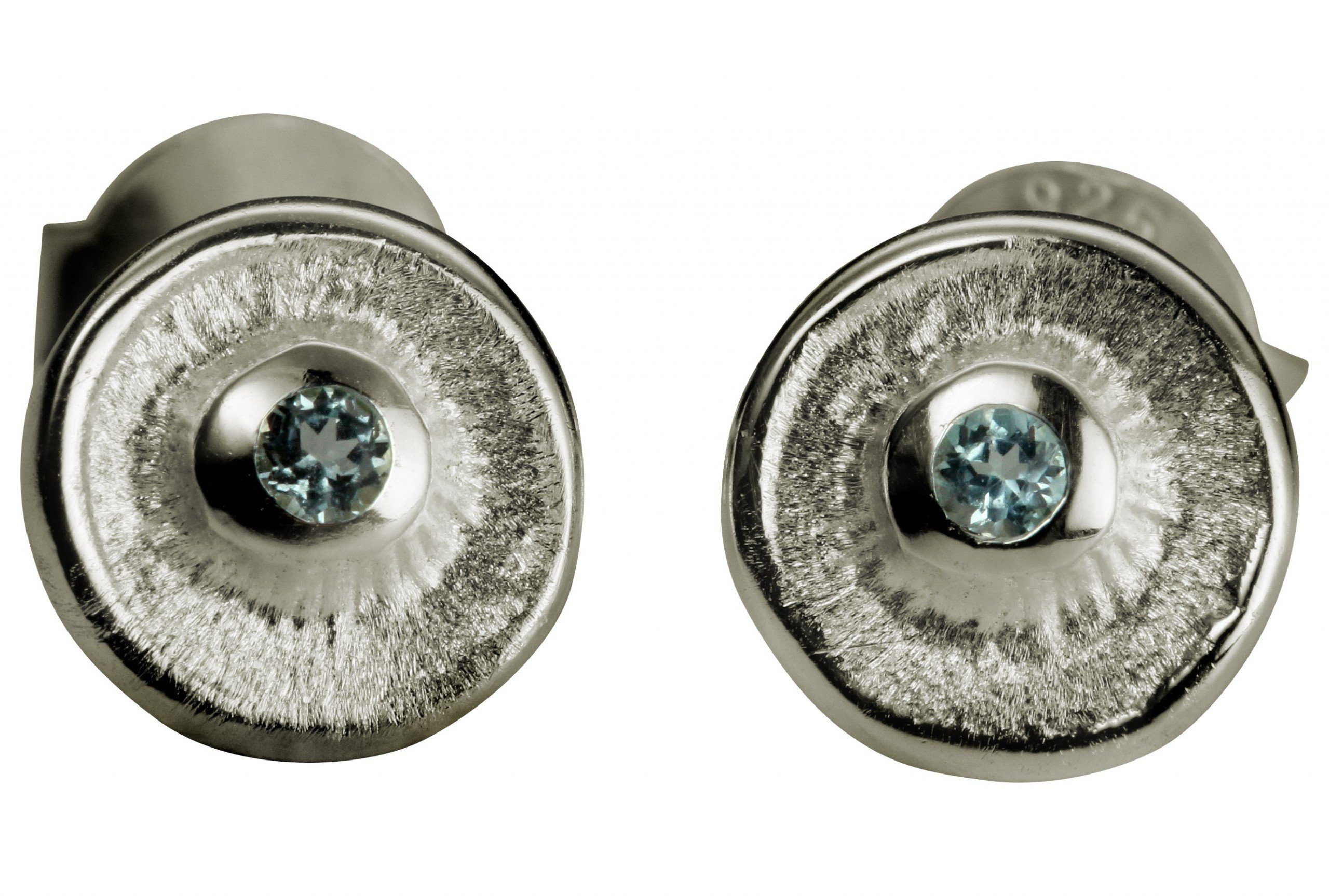 SILBERMOOS Paar Ohrstecker Süße Ohrstecker mit blauem Topas, 925 Sterling Silber