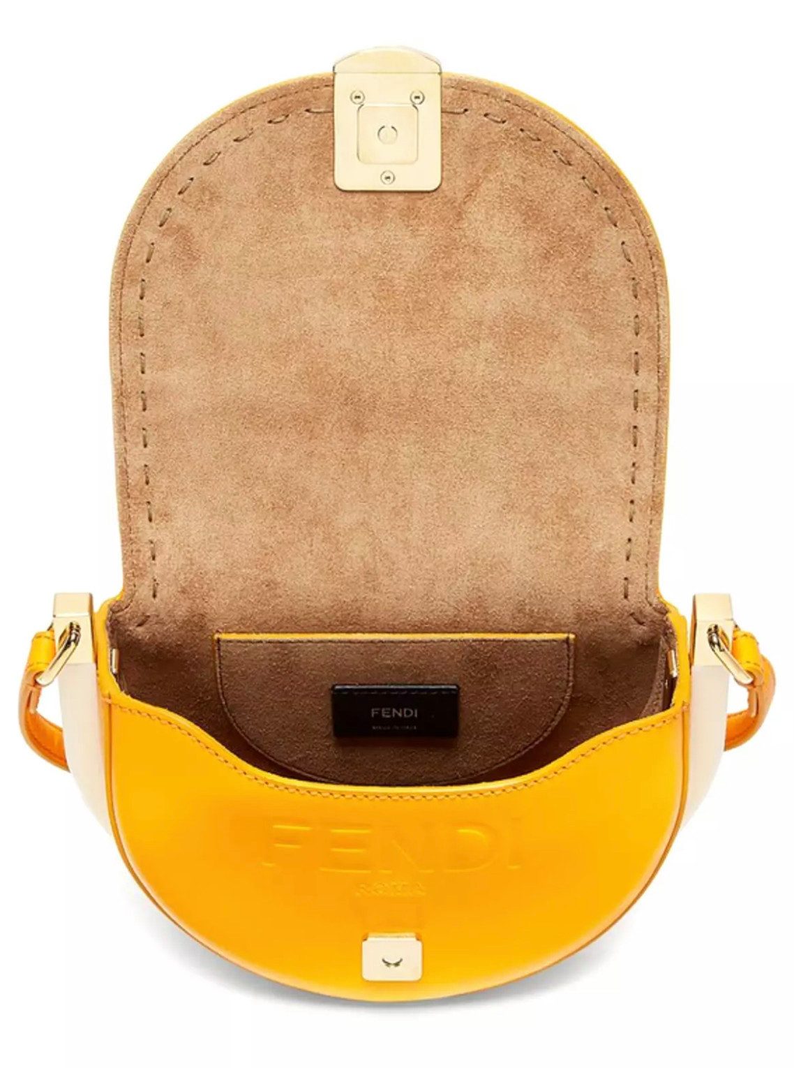 FENDI Umhängetasche Moonlight Curved Crossbody Satchel, mit seitlichen Plexiglas- und Gold-Metall-Akzenten