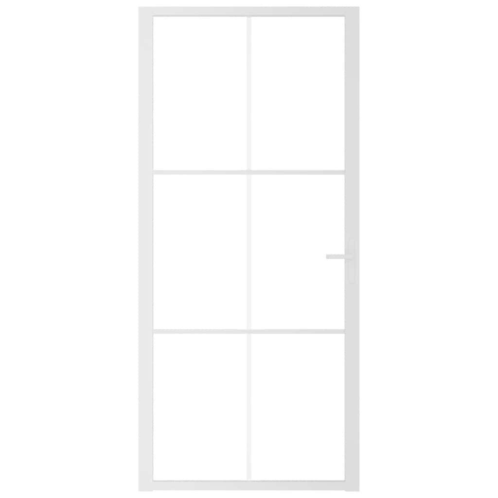 vidaXL Haustür Innentür 93x201,5 cm Weiß ESG-Glas und Aluminium (1-St)