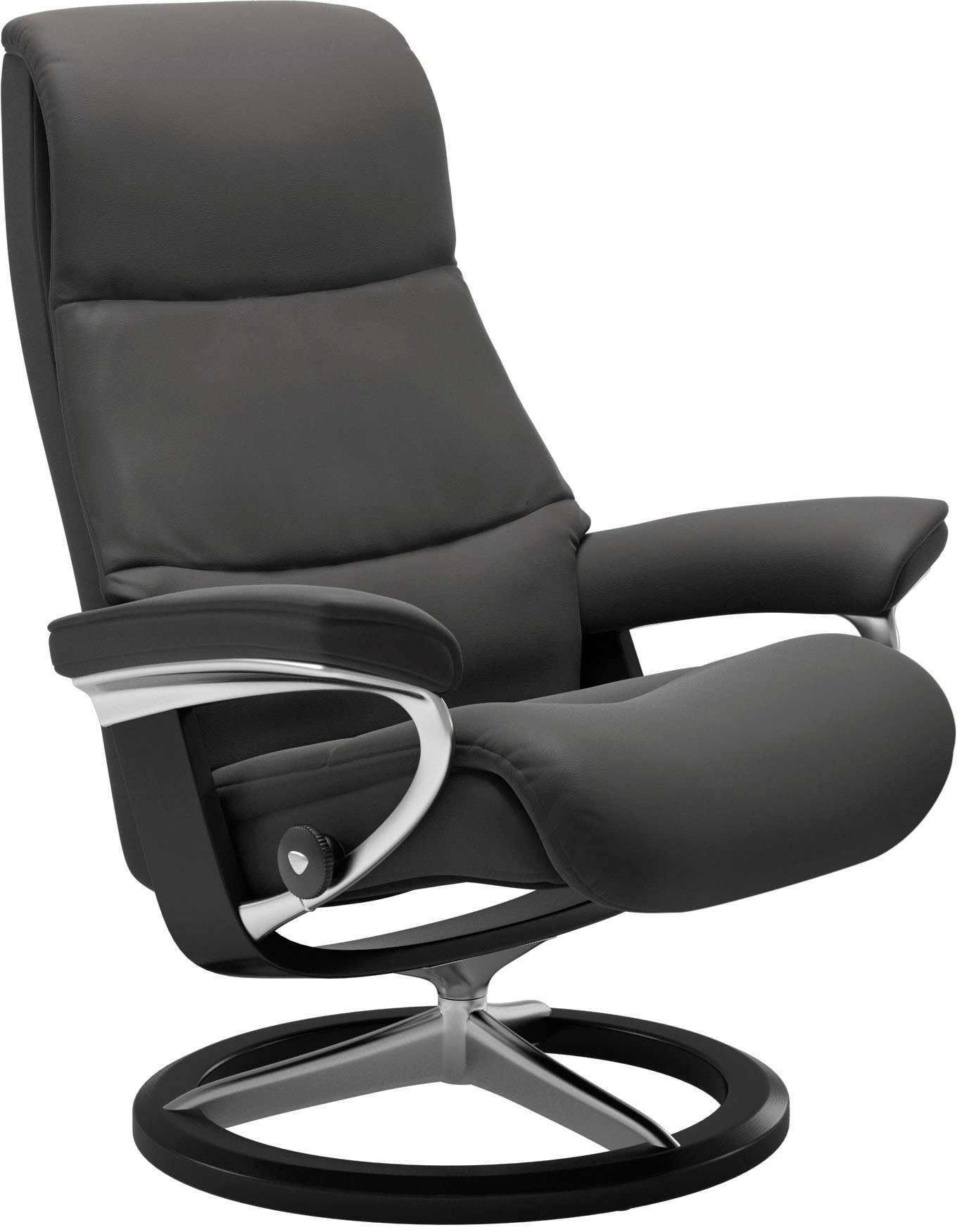 Stressless® Relaxsessel View (Set, Relaxsessel Hocker), Signature mit S,Gestell mit Base, Schwarz Größe