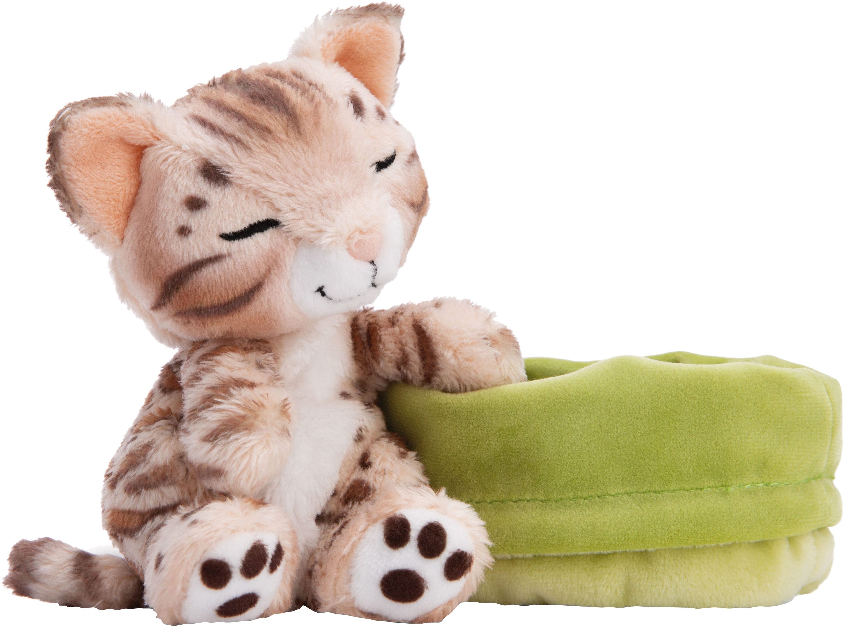 Nici Kuscheltier Sleeping Pets, Katze Bengal, 12 cm, im Körbchen