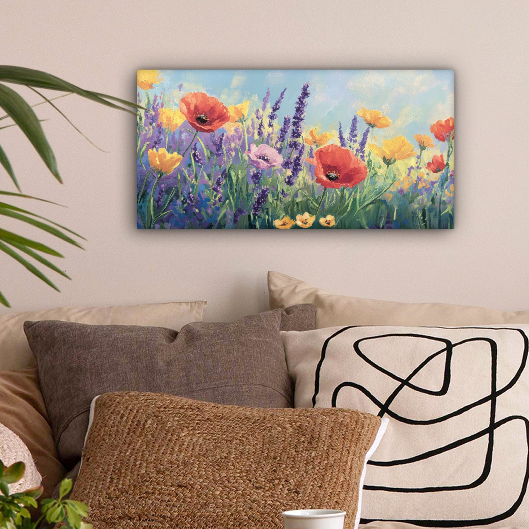 OneMillionCanvasses® Leinwandbild Panorama Wiese - Blumen günstig online kaufen