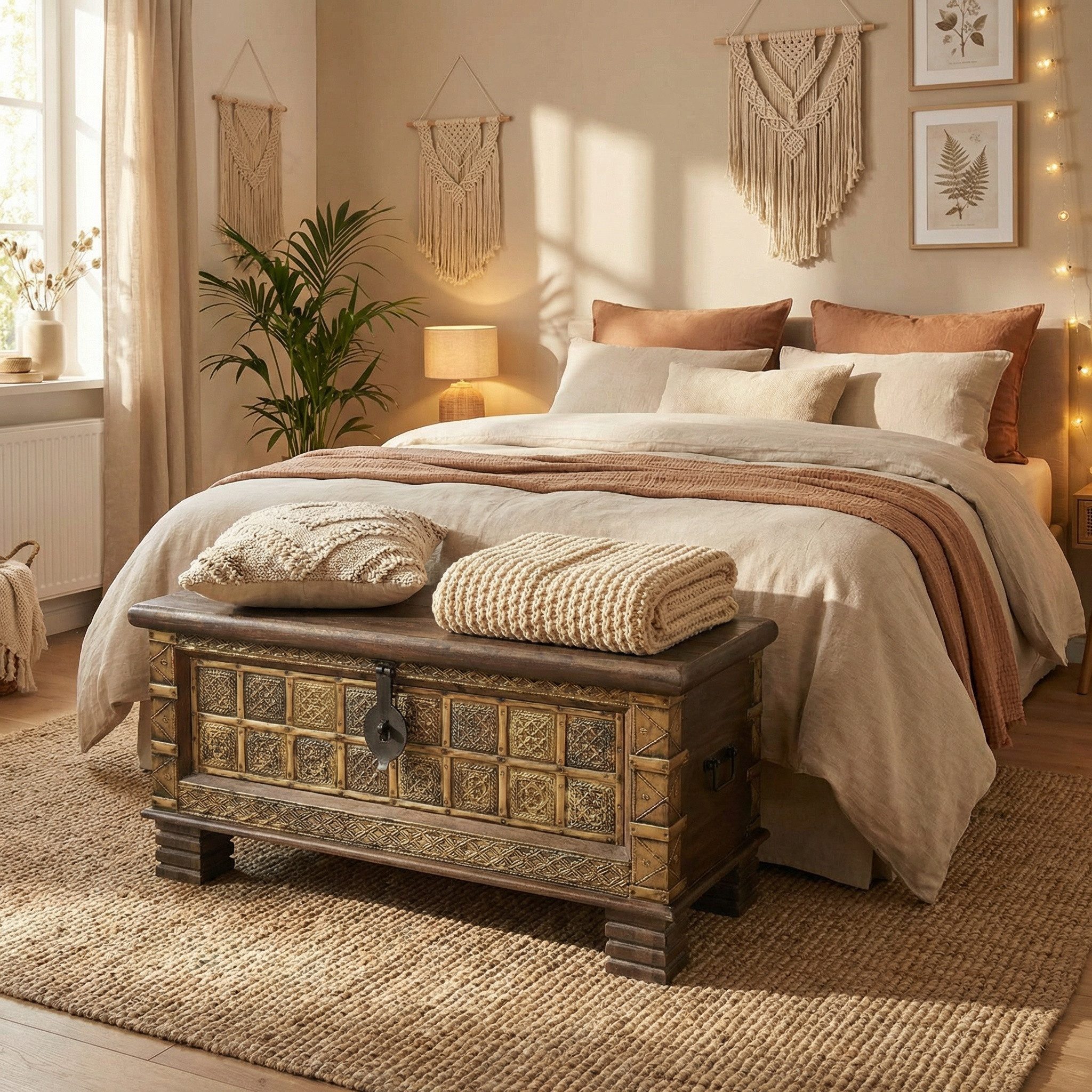 Marrakesch Orient & Mediterran Interior Truhenbank Orientalische Truhe Amreet handgemacht Sitztruhe aus Massivholz 90 cm (1-St), mit Stauraum