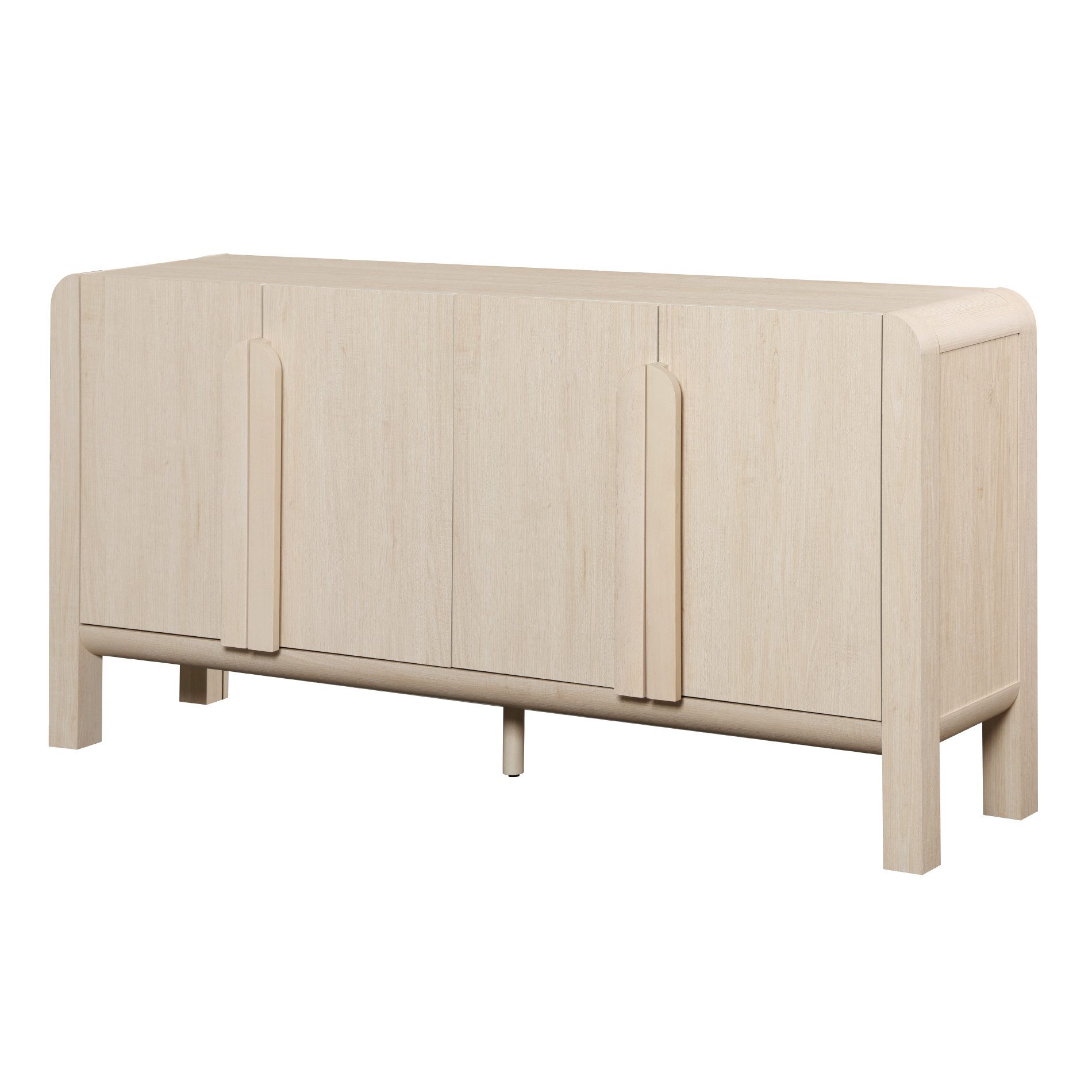 WAMPAT Sideboard 160 cm breit, Küchenbuffet mit 4 Fächern, eiche, beige, TV-Schrank, verstellbare Einlegeböden, für Flur, Wohnzimmer, Küche