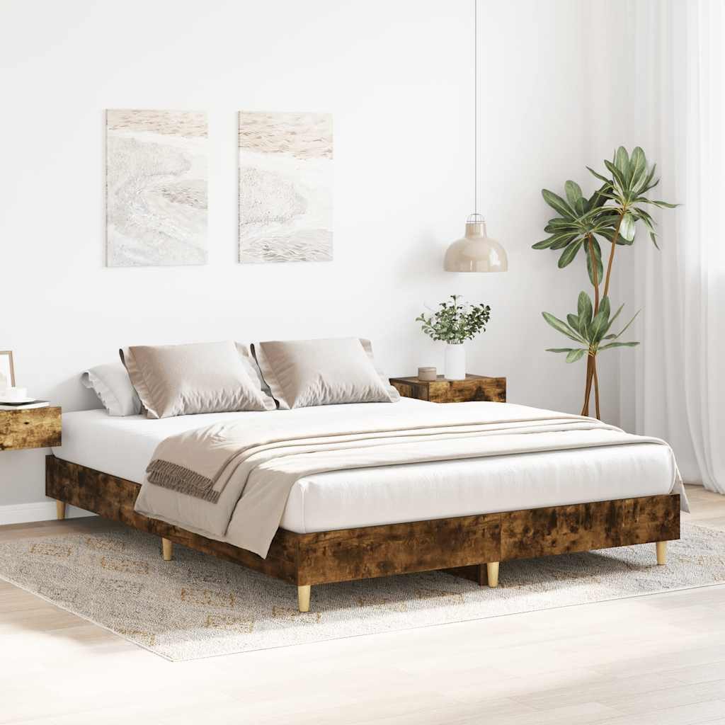 vidaXL Bett Bettgestell ohne Matratze Räuchereiche günstig online kaufen