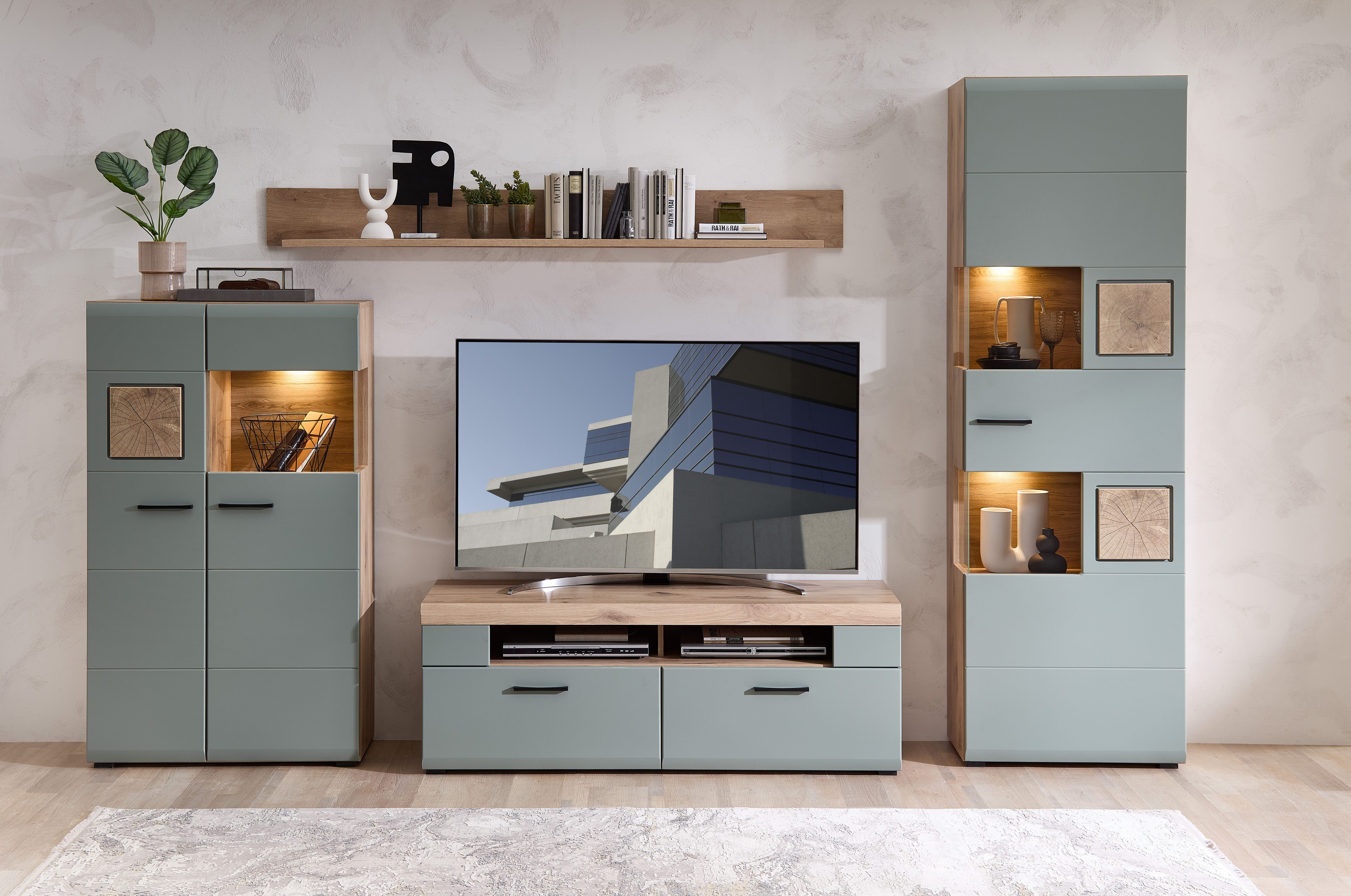 Innostyle Wohnwand FUN PLUS II, (4-St), inkl. LED-Beleuchtung